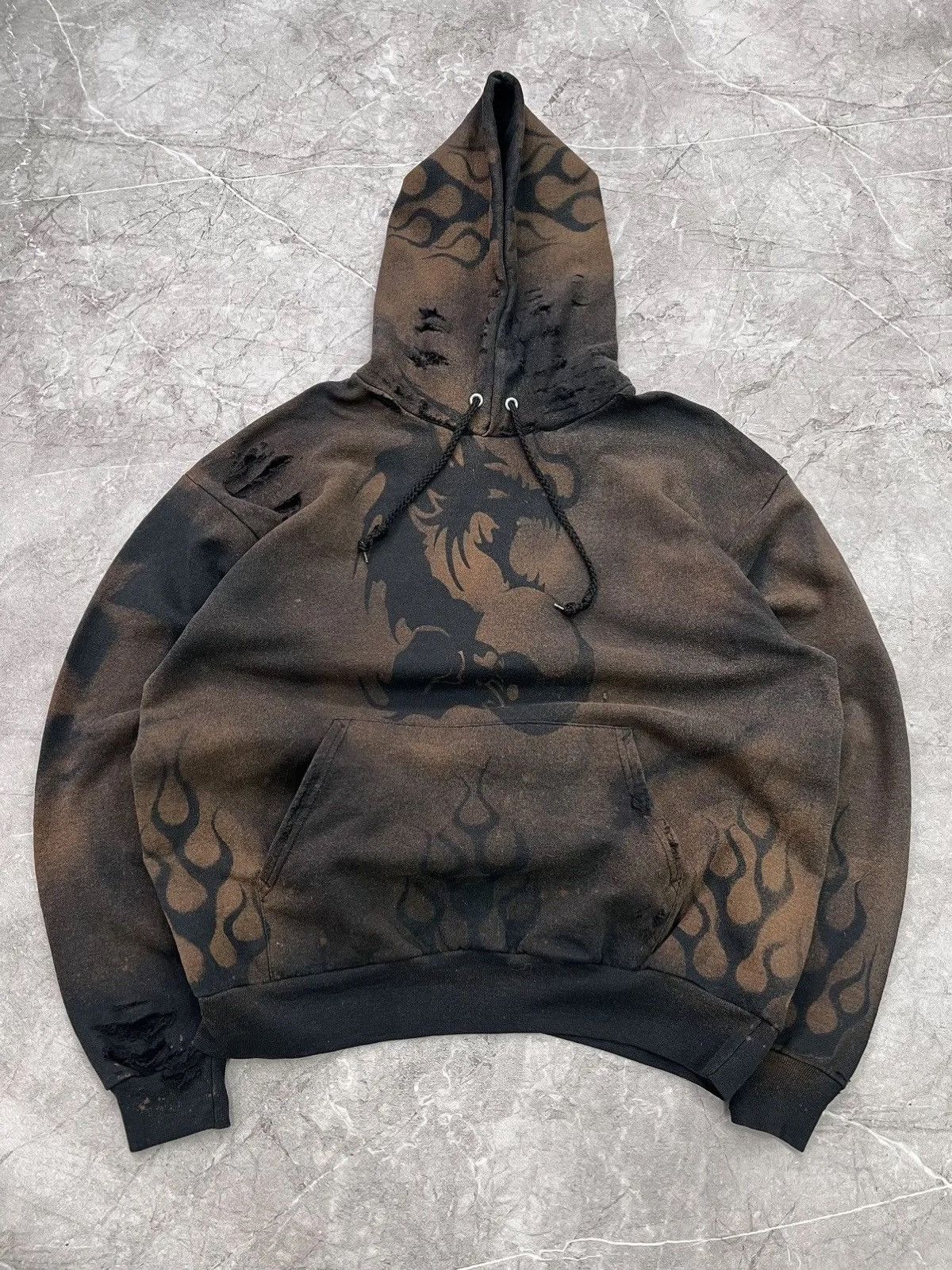 Hanes Archival dragon flame hystericglamour style hoodie faded y2k Size US L / EU 52-54 / 3 - 1 Thumbnail