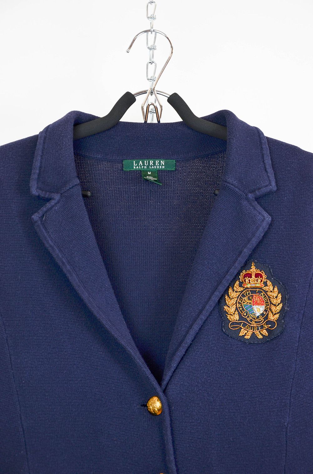 Lauren Ralph Lauren × Vintage Ralph Lauren Women’s Navy Blue Knit Blazer Embroidered - M Size M / US 6-8 / IT 42-44 - 5 Thumbnail