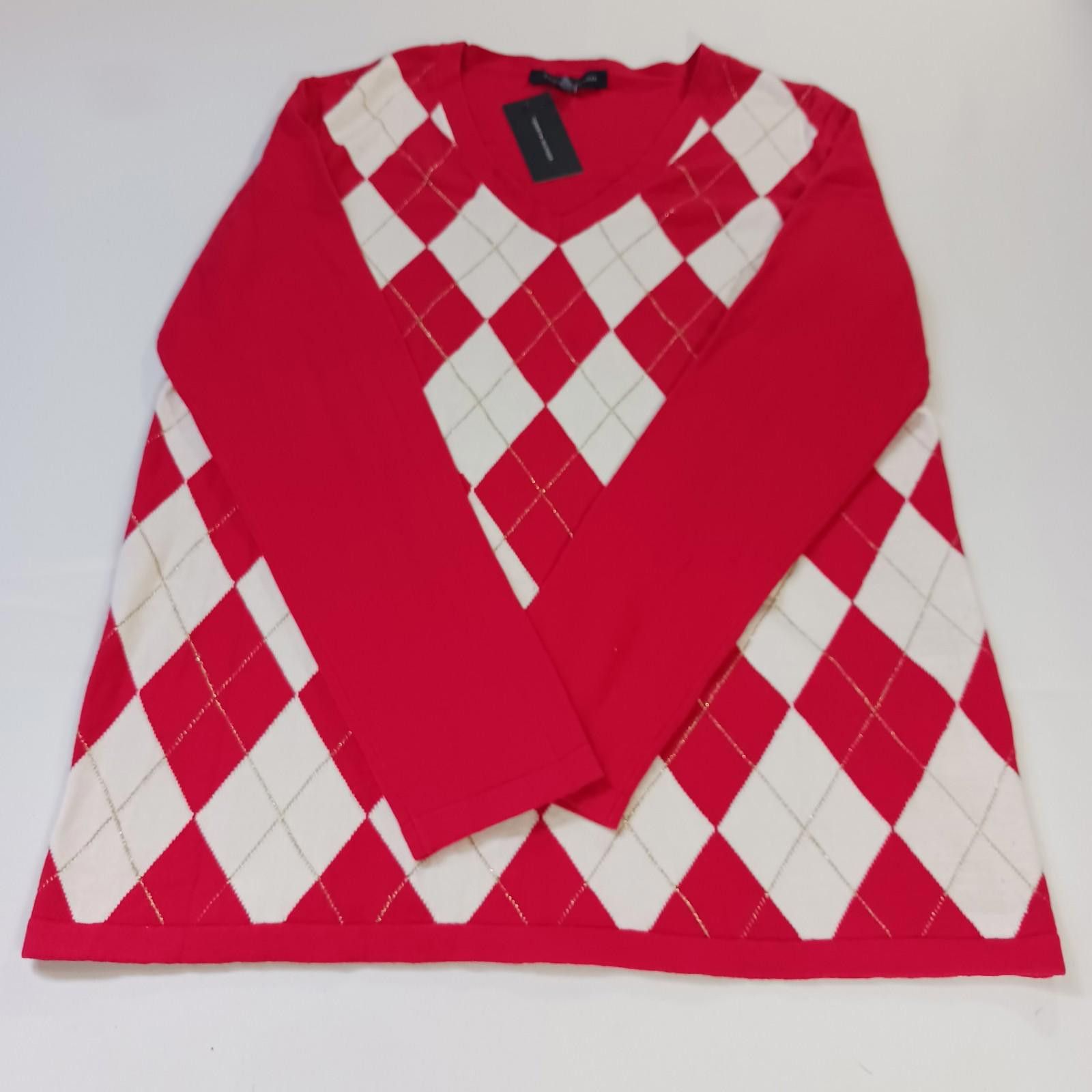 Tommy Hilfiger Tommy Hilfiger J22SD457 Women's Red & White Argyle Sweater L Size L / US 10 / IT 46 - 1 Thumbnail