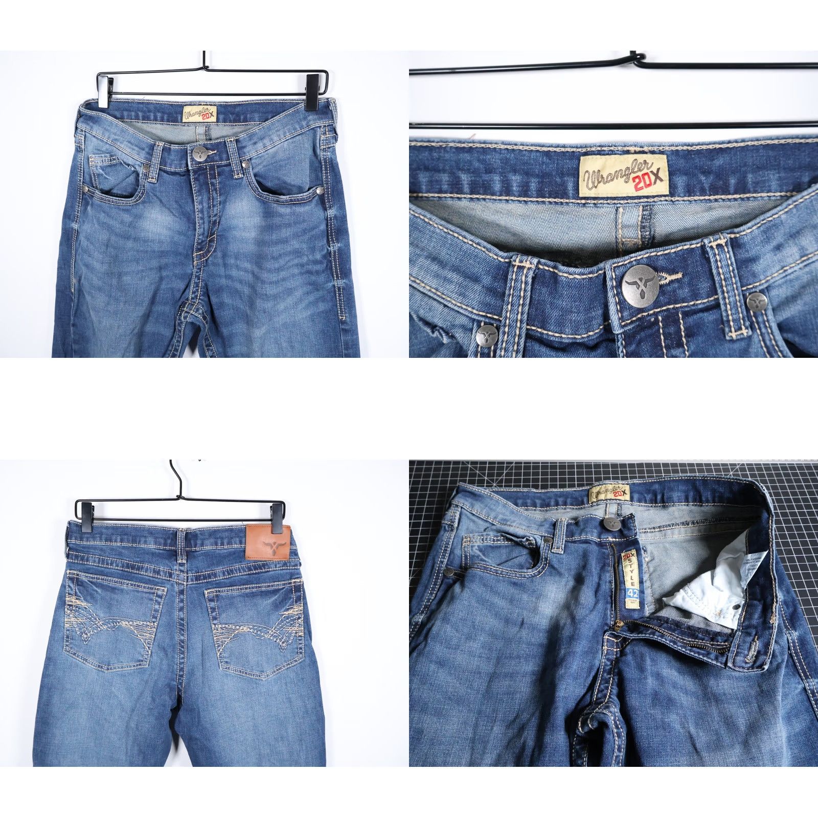 Wrangler Wrangler Jeans Men's 30 x 30 Blue Vintage Boot Style 42 Denim Cotton Elastane Zip Fly 5-Pocket Regular Inseam 30 Size US 30 / EU 46 - 9 Thumbnail