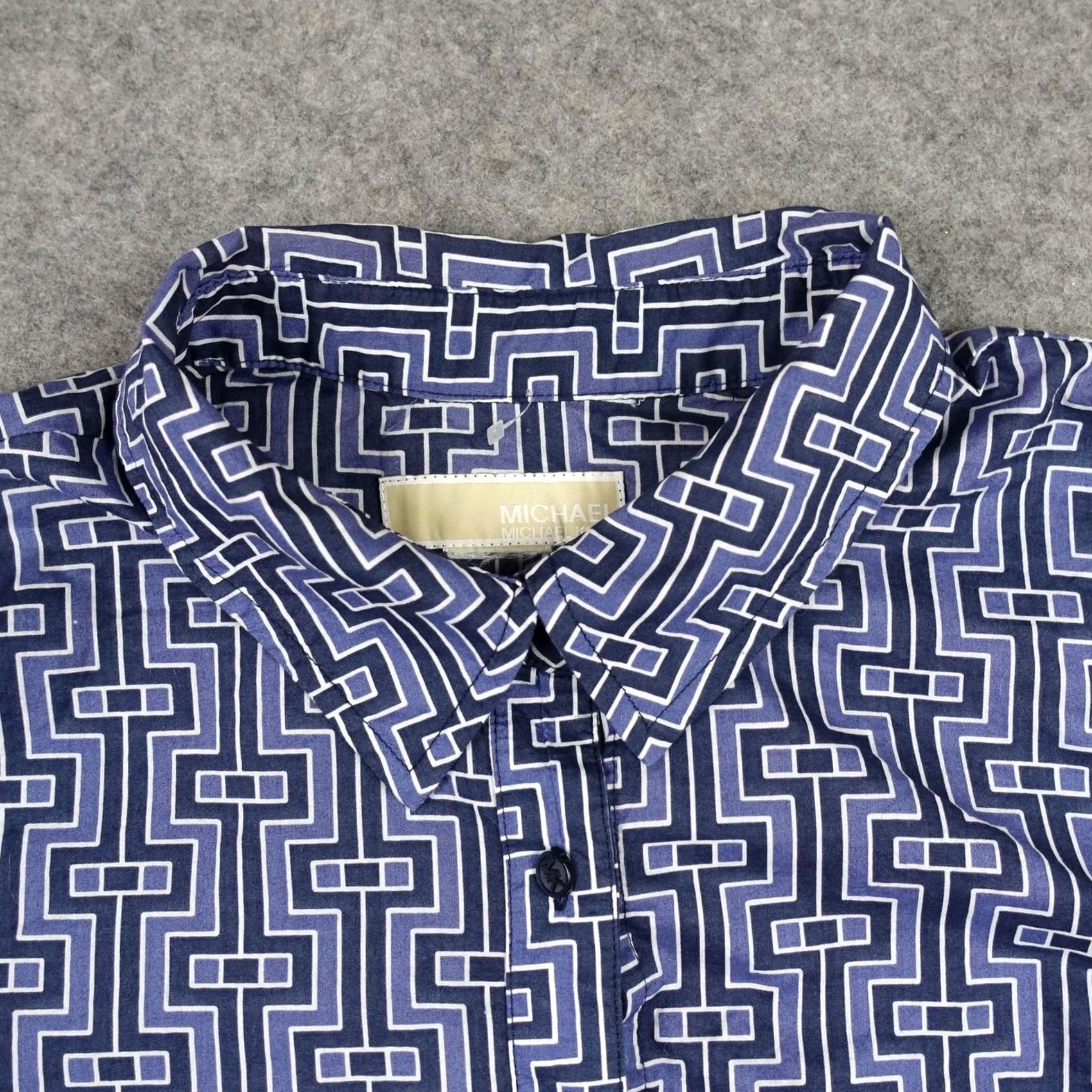 Michael Kors Michael Kors Shirt Womens XL Blue Geometric Print Button Up Cotton Top Work Col 100% Cotton Button-Up Breathable Lightweight Casual Long Sleeve Girls? Size XL / US 12-14 / IT 48-50 - 2 Thumbnail