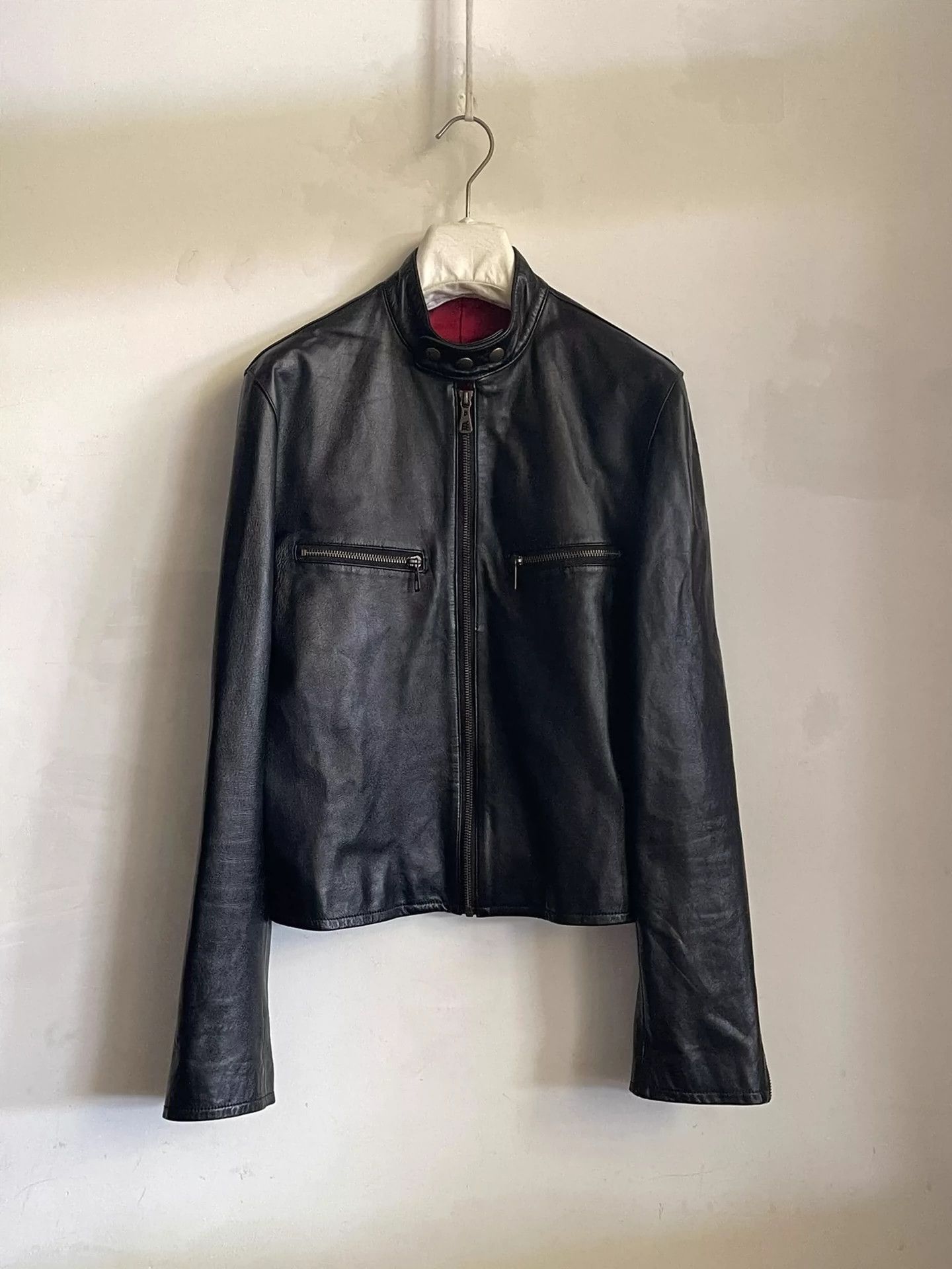 Jean Paul Gaultier Cross zipper motorcycle leather jacket-2