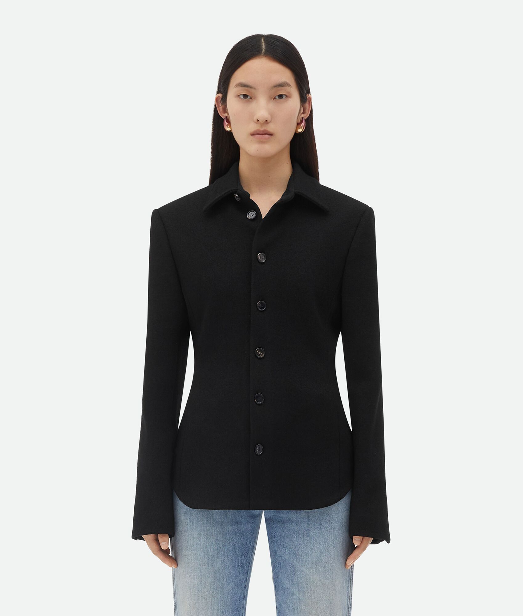Bottega Veneta o1bcso1str0225 Compact Viscose Jacket in Black Size XS / US 0-2 / IT 36-38 - 1 Thumbnail