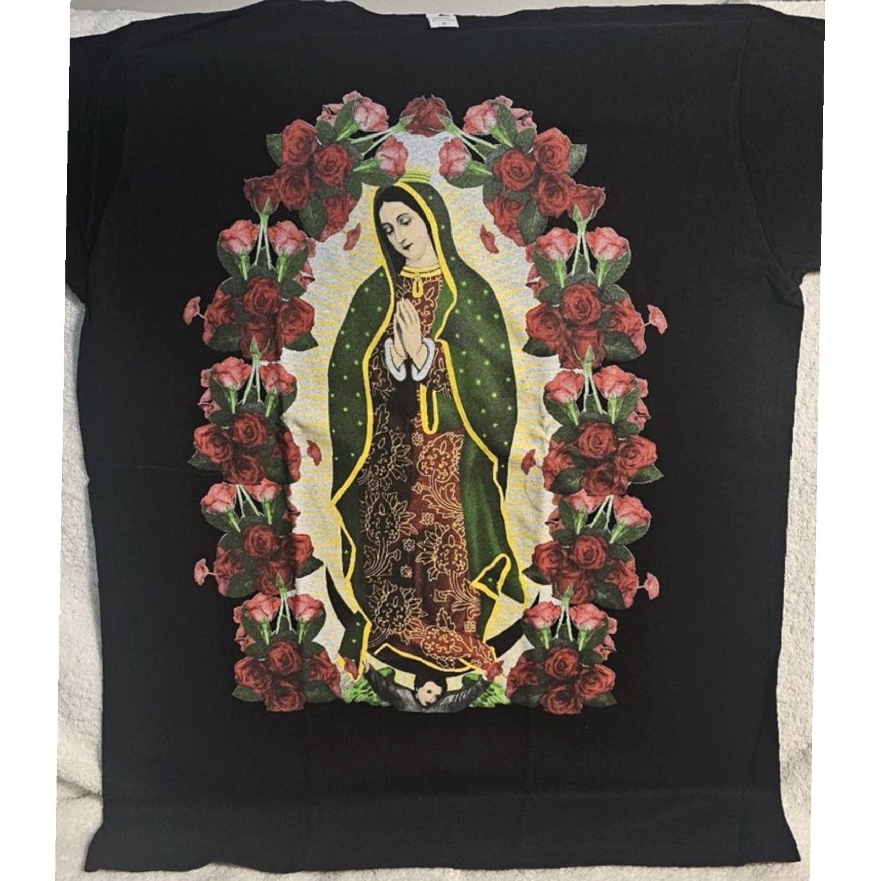 Vintage OUR LADY OF GUADALUPE RELIGIOUS T-SHIRT Black Mens Graphic Tee Size US M / EU 48-50 / 2 - 2 Thumbnail