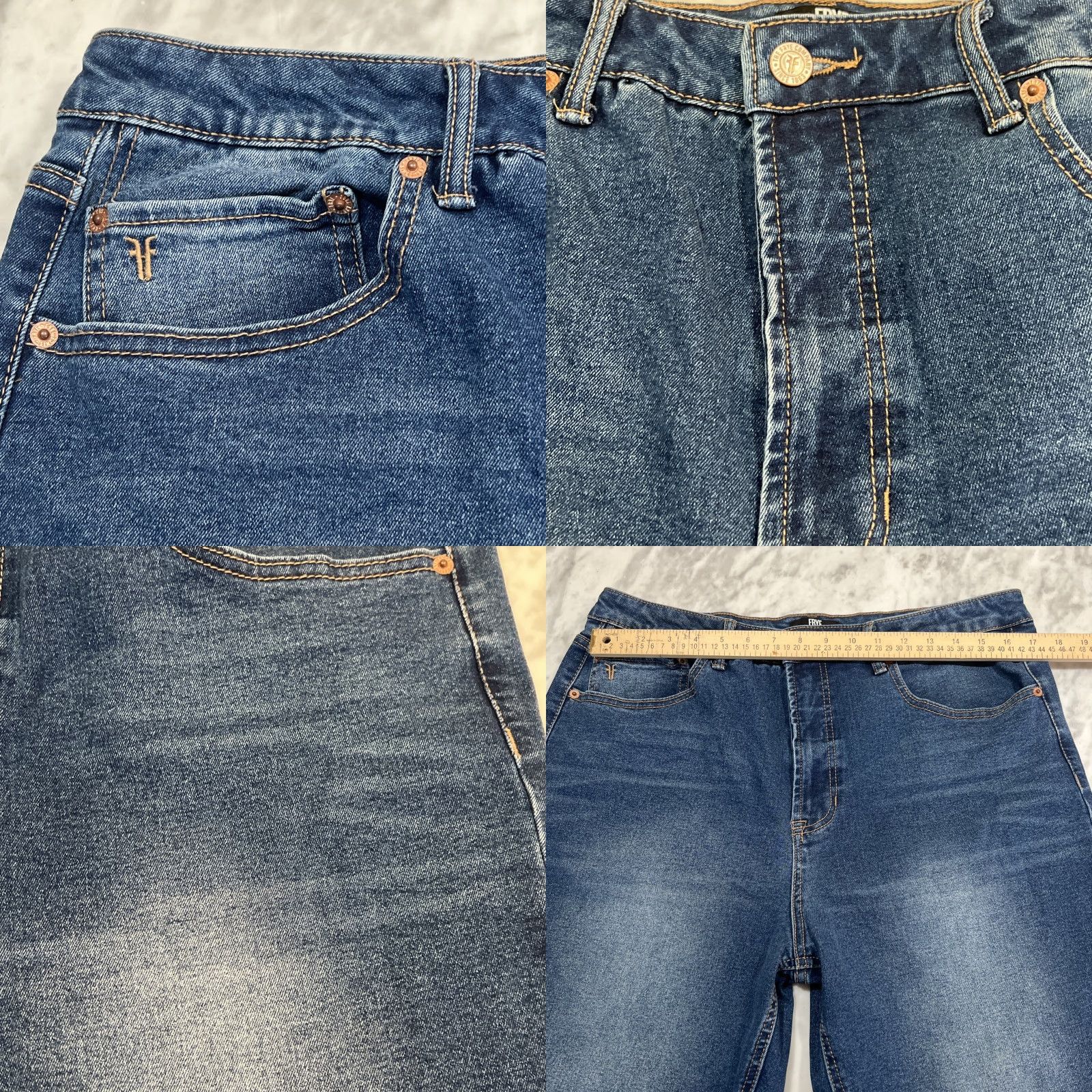 Frye FRYE Jeans Women’s 14 / 32 Blue Stretch Cowgirl Faded Western 5-Pocket Denim Jeans Womens Regular Stretch Size 36" / US 14 / IT 50 - 8 Thumbnail