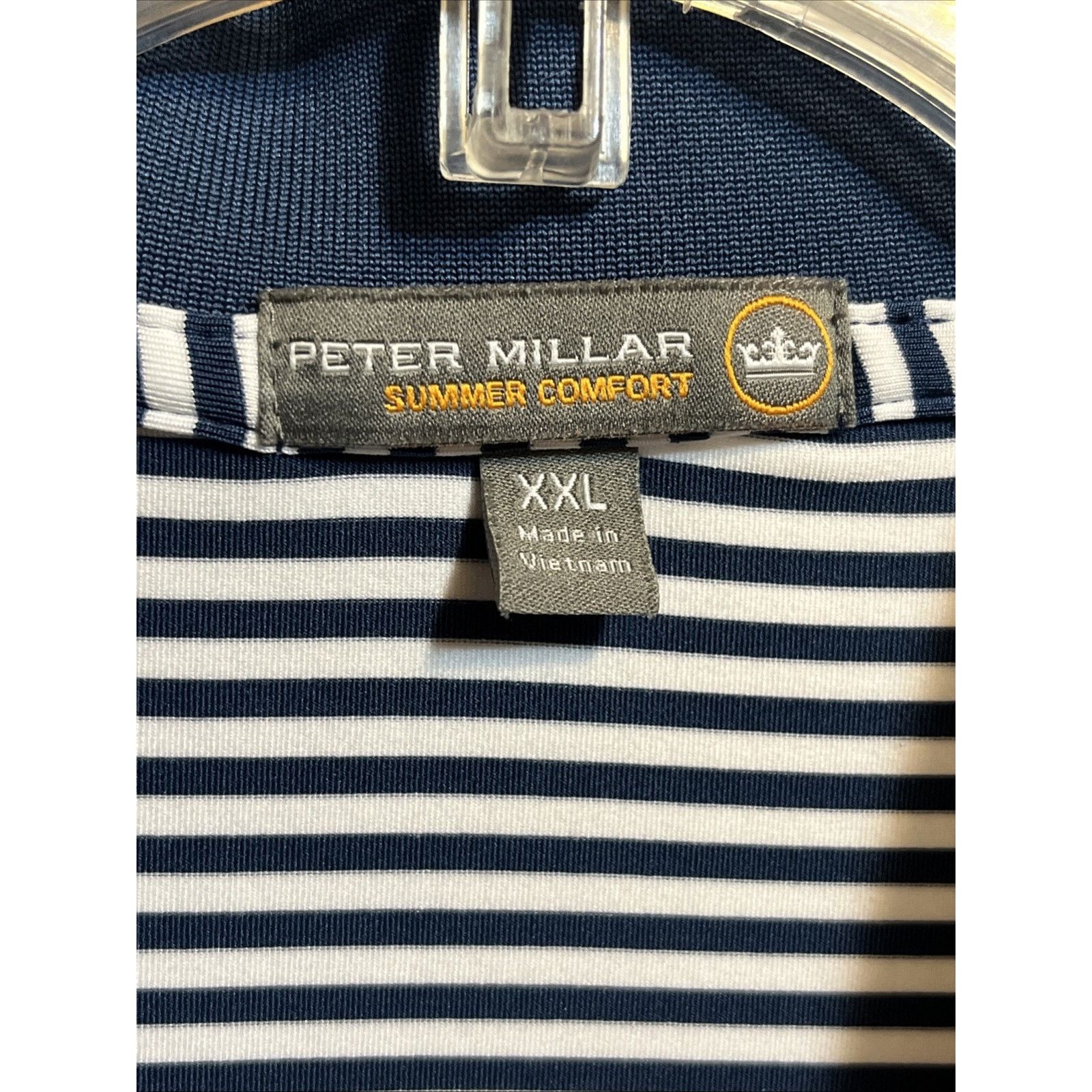 Peter Millar PETER MILLAR Men’s XXL Navy Blue Striped Polo Shirt Golf Size US XXL / EU 58 / 5 - 3 Thumbnail