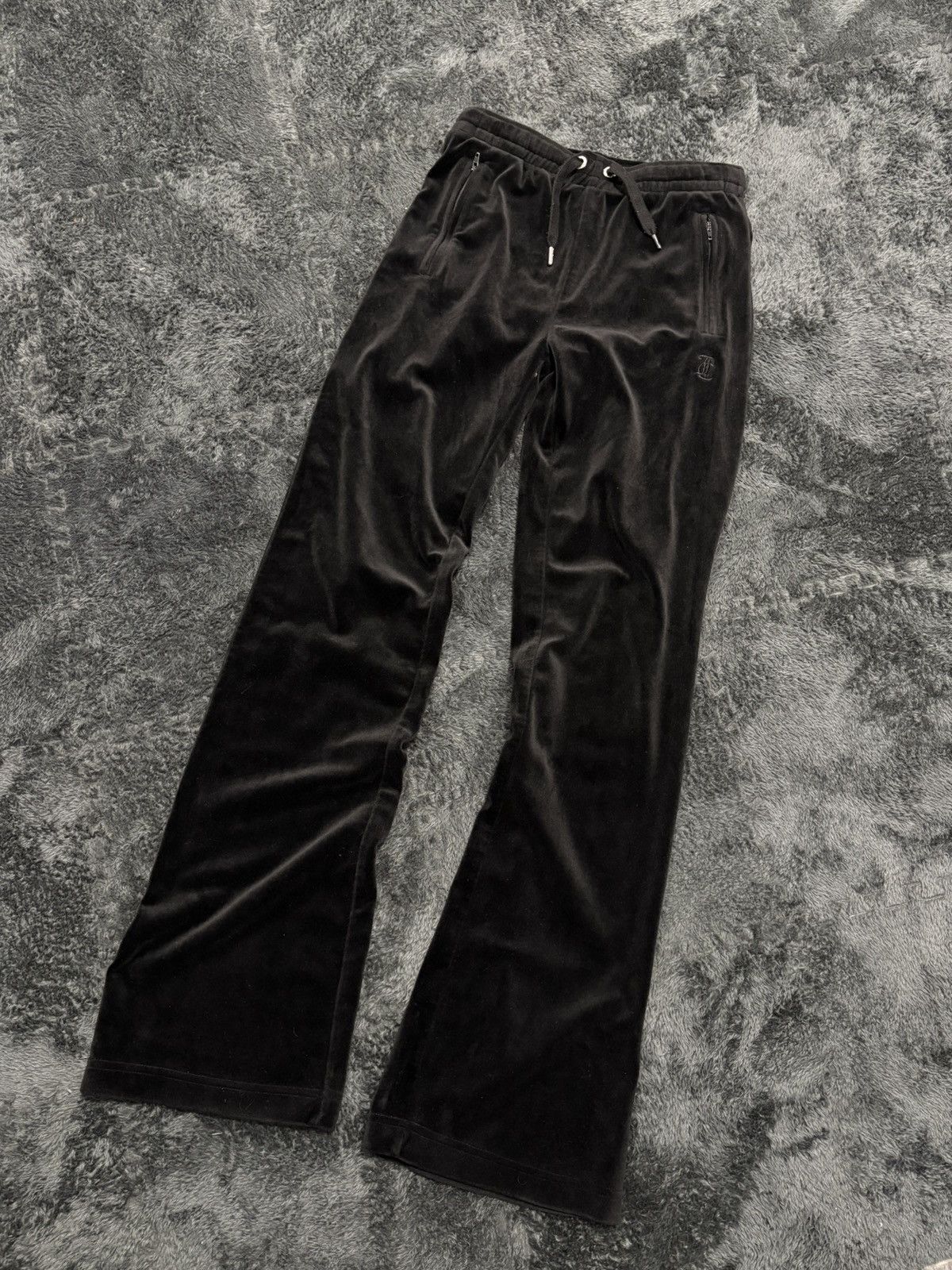 Juicy Couture Juicy Couture Black Velour Big Logo Suit Hoodie + Pants Size XS / US 0-2 / IT 36-38 - 2 Thumbnail