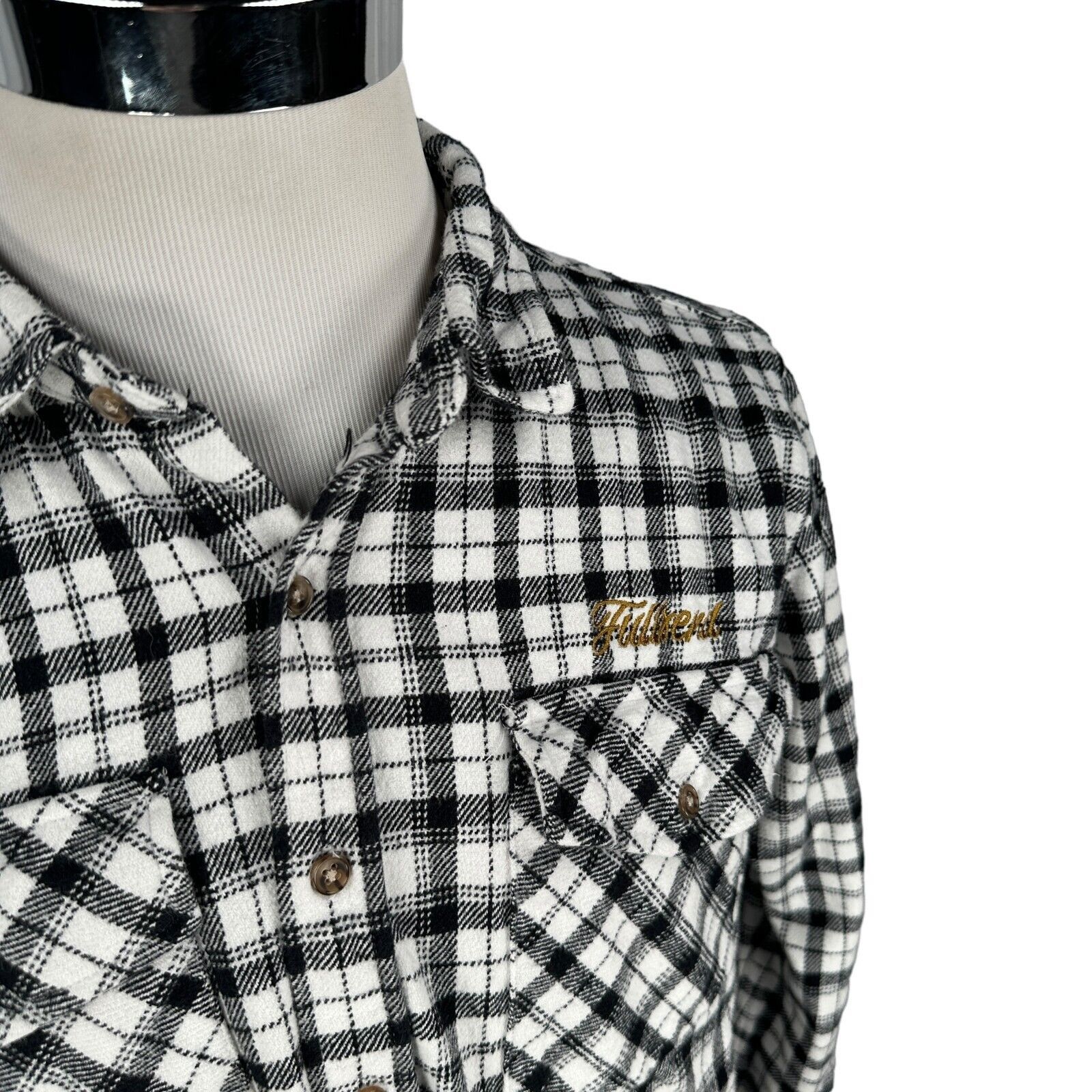 Full Send Full Send Nelk Boys Flannel Shirt Mens M White Black Plaid Size US M / EU 48-50 / 2 - 2 Thumbnail