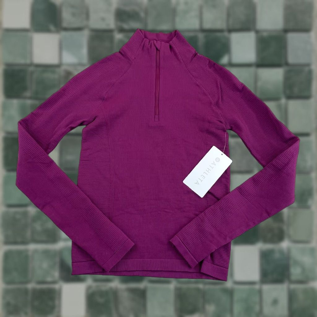 Athleta Athleta Flurry Shirt Women 2XS Plum Training Wicking NWT Mock Neck Half Zip Top Size XXS / US 00 / IT 34 - 1 Thumbnail