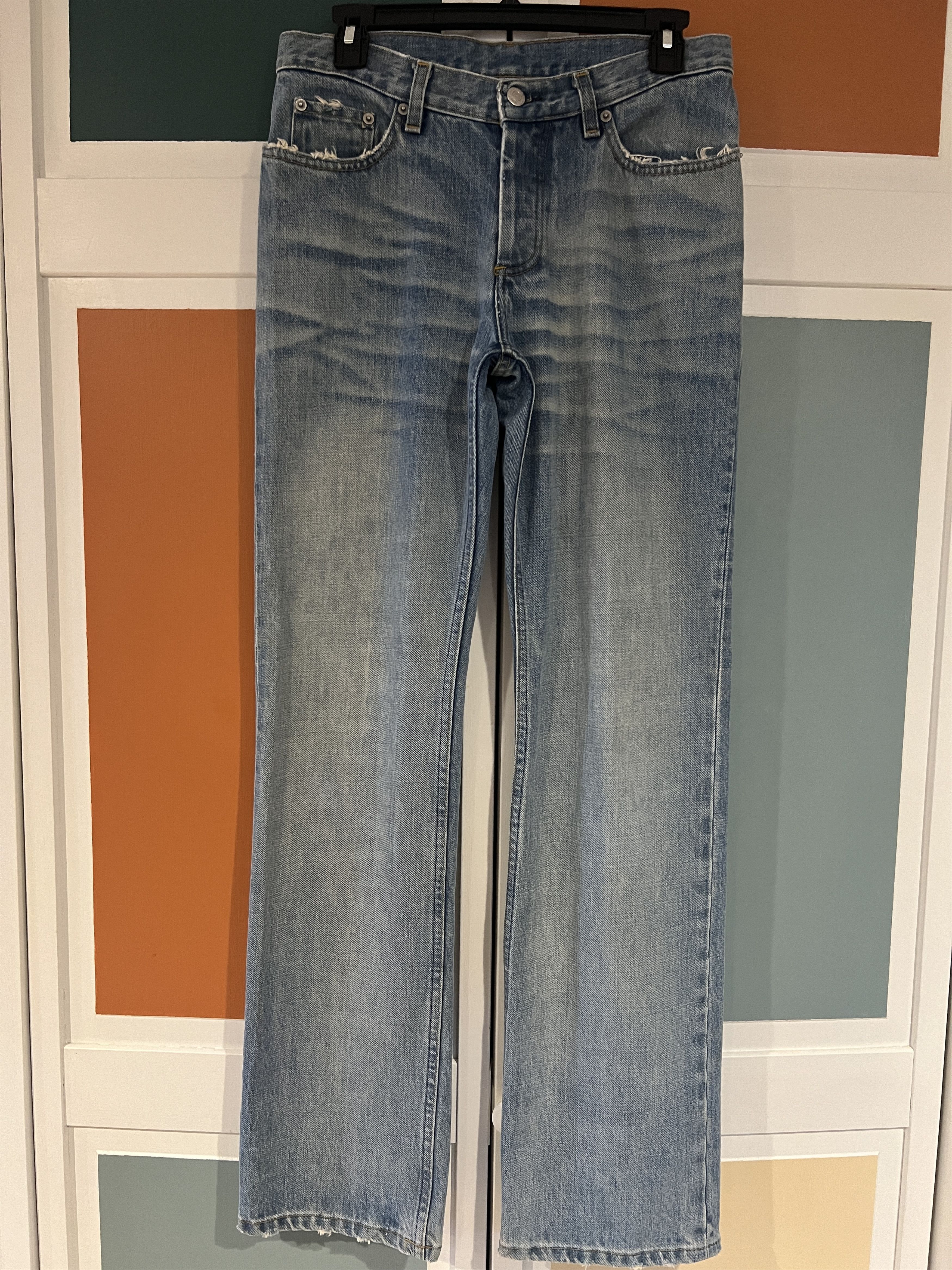 image of Helmut Lang Vintage Sanded Broken Denim Archive in Blue, Men's (Size 30)