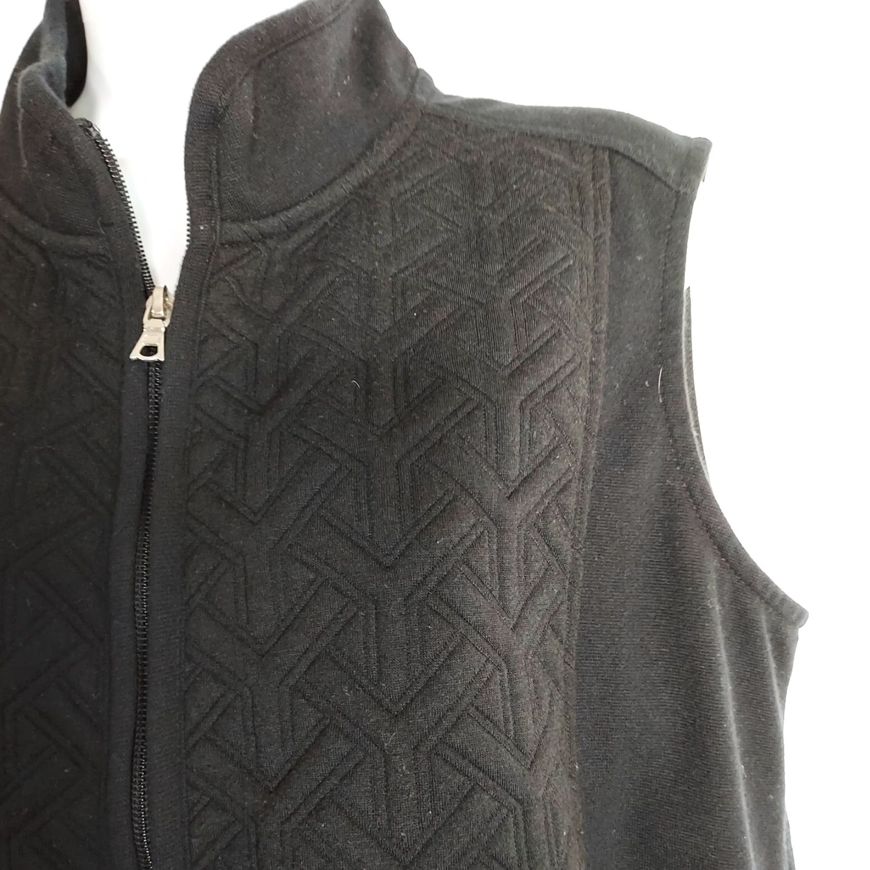 Croft & Barrow Croft & Barrow Herringbone Vest Women's Large Black Full Zip Quilted Vest Regular Fit Size L / US 10 / IT 46 - 4 Thumbnail