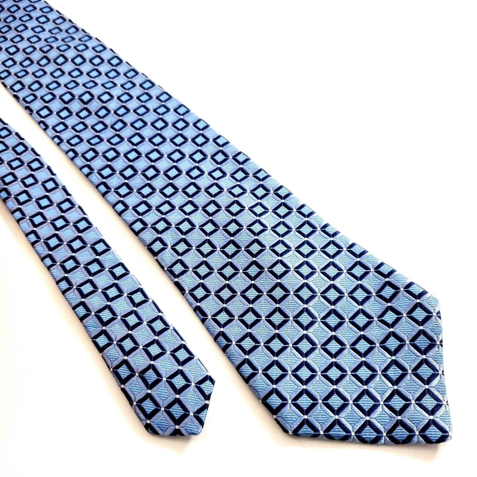 Nautica Nautica Blue Woven Geometric Silk Tie Size ONE SIZE - 1 Thumbnail