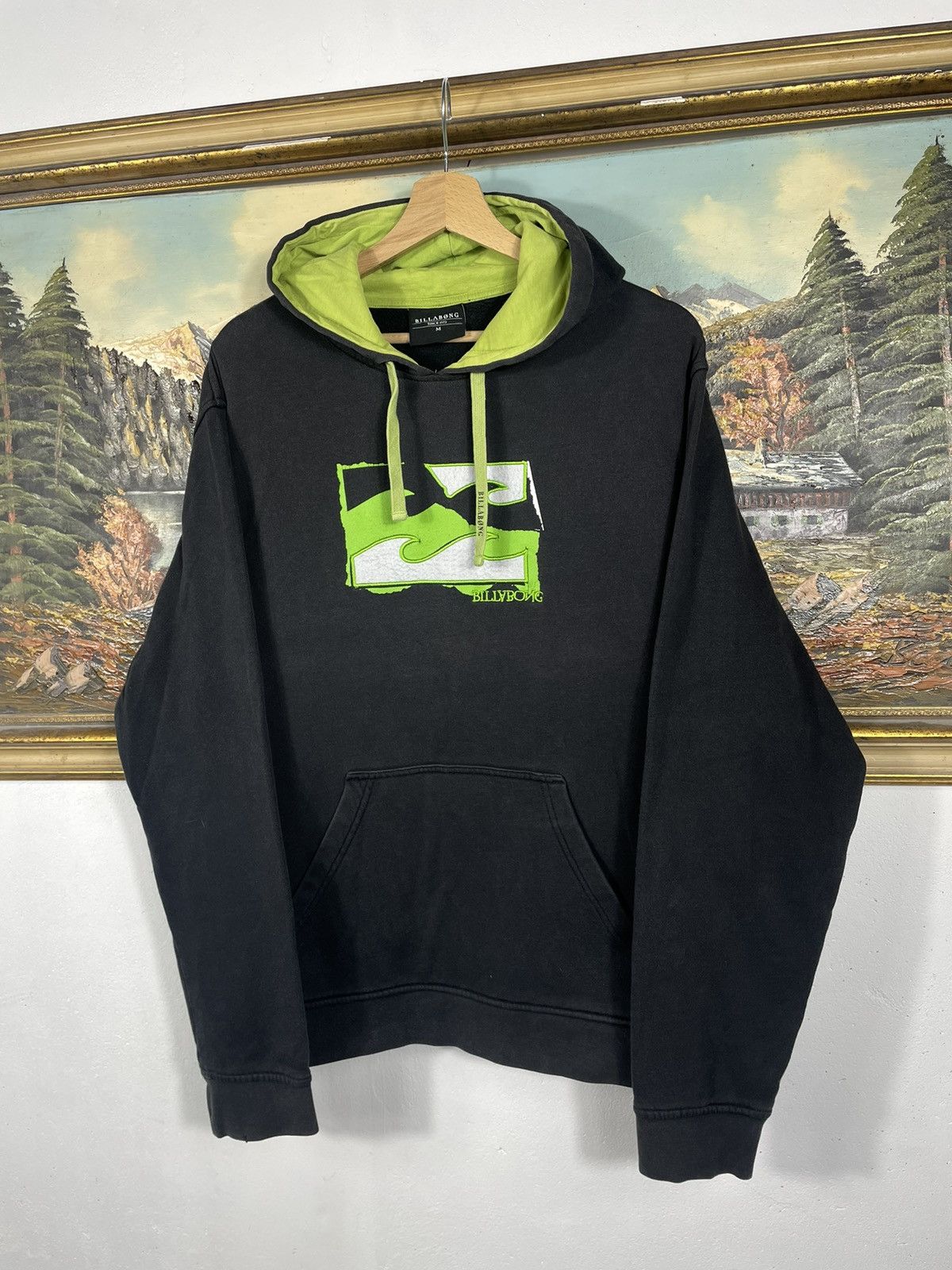 Billabong × Vintage Billabong Washed Black Retro 00s Loose Baggy Oversize Hoodie Size US M / EU 48-50 / 2 - 2 Thumbnail