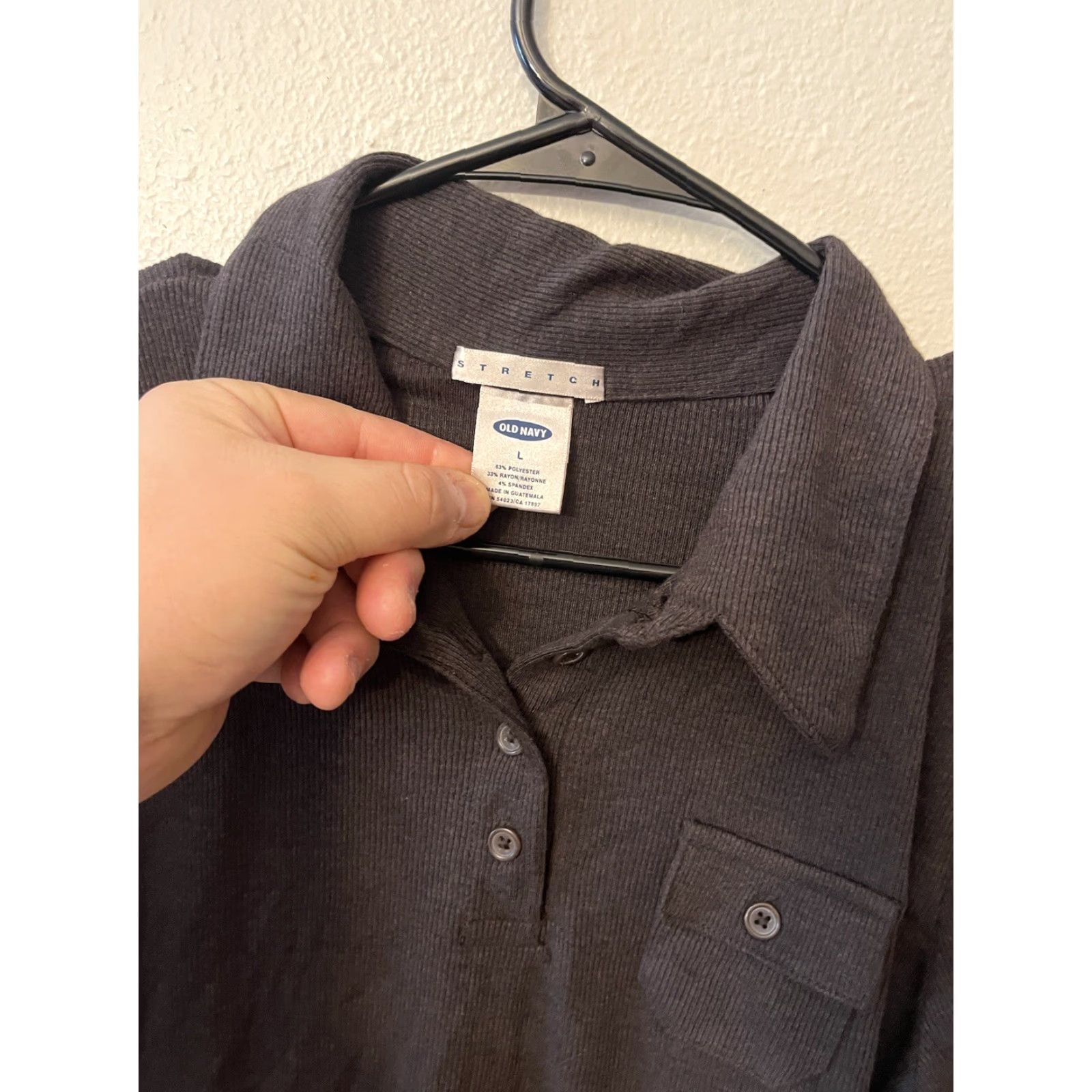 Old Navy Old Navy Polo Shirt Juniors Large Black Long Sleeve Cotton Polyester Blend Polo Women L Black Casual Shirt Polo Included? Size L / US 10 / IT 46 - 3 Thumbnail