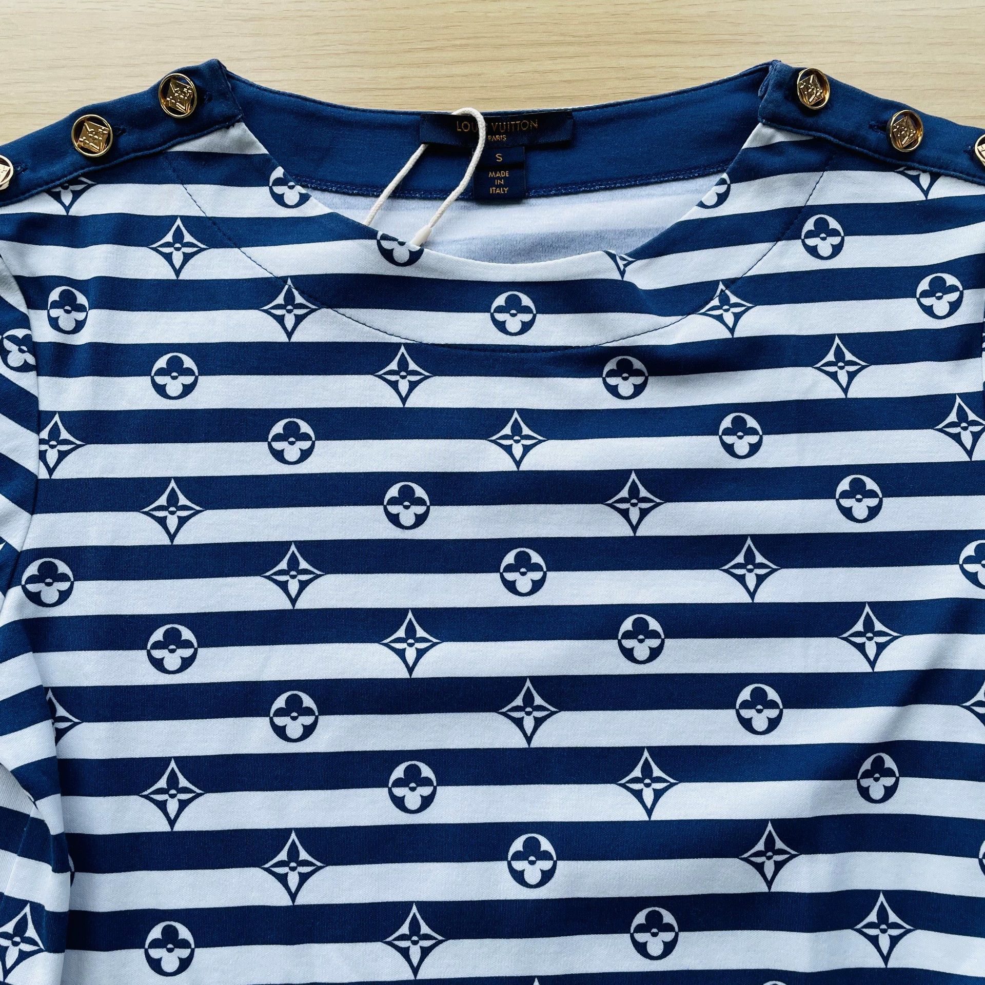 Louis Vuitton LOUIS VUITTON Logo Stripe Women's Blue S LS Long Sleeve Tee Size S / US 4 / IT 40 - 3 Thumbnail