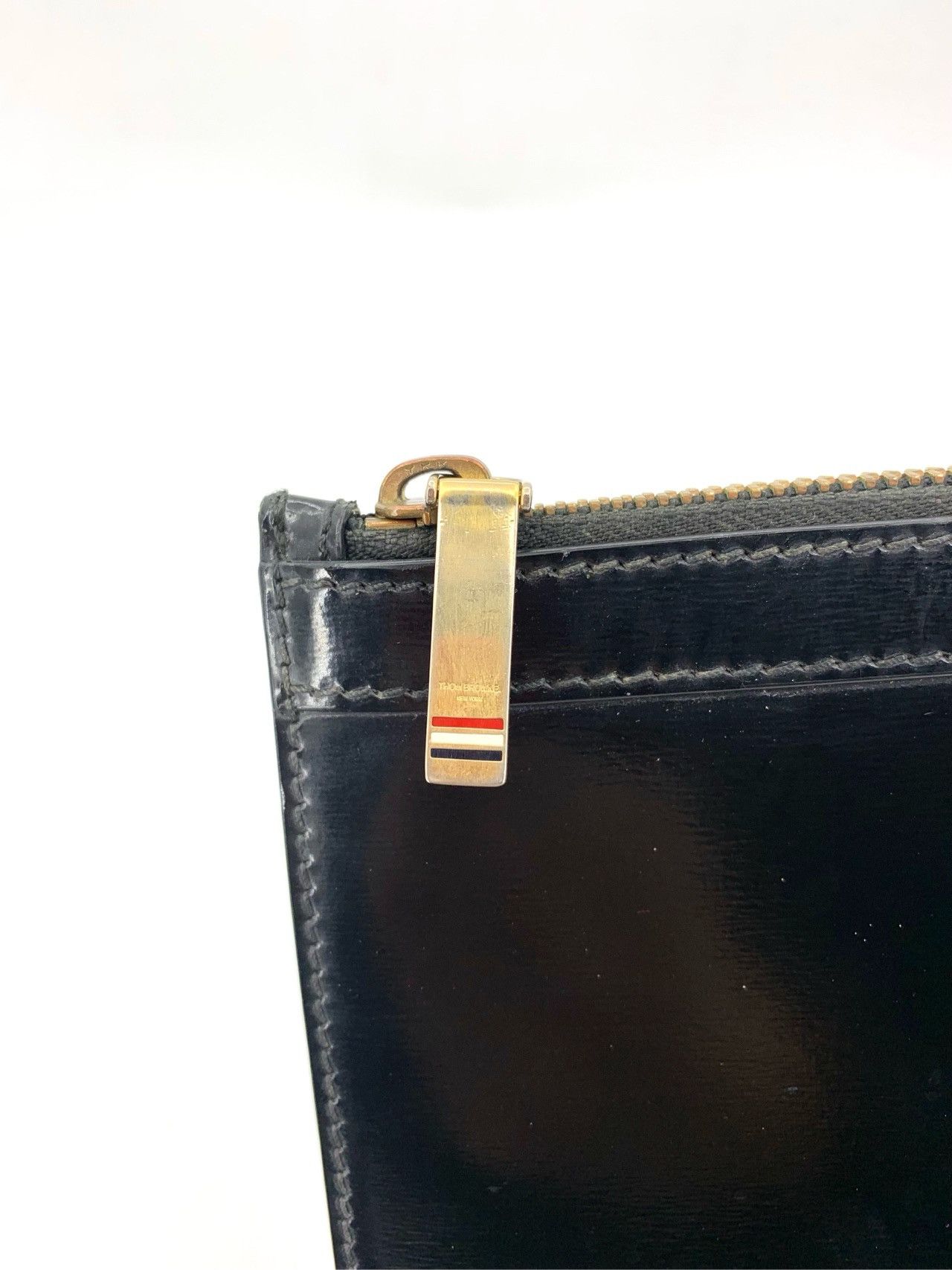 Thom Browne Thom Browne Three-Stripe Polished Leather Clutch Size ONE SIZE - 6 Thumbnail