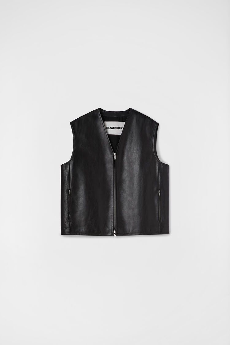 Jil Sander o1w1db10825 Leather Vest in Black Size US L / EU 52-54 / 3 - 1 Thumbnail