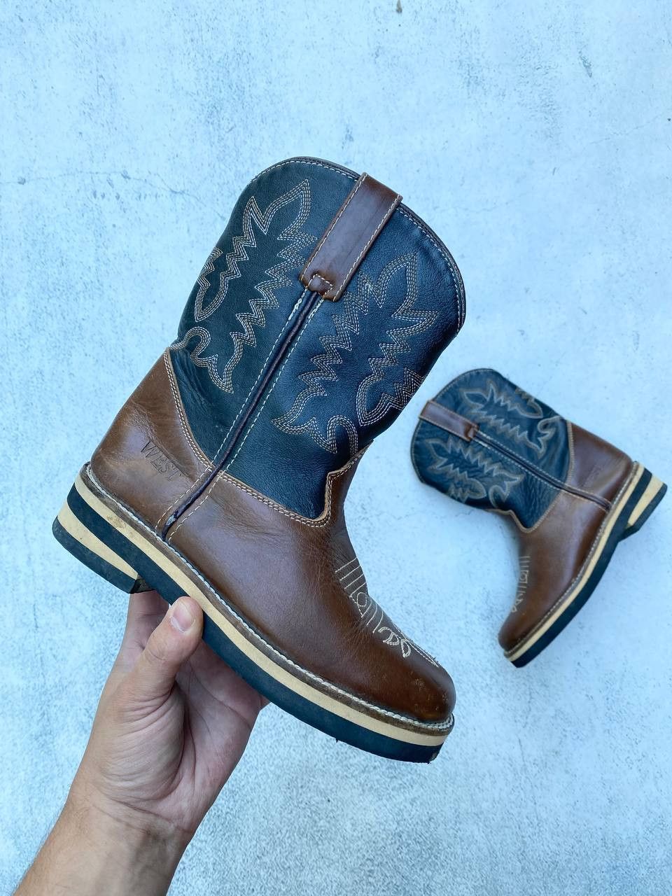 If Six Was Nine Vintage As 98 style Faded Cowboy Biker High Boots Size US 5 / IT 35 - 1 Thumbnail