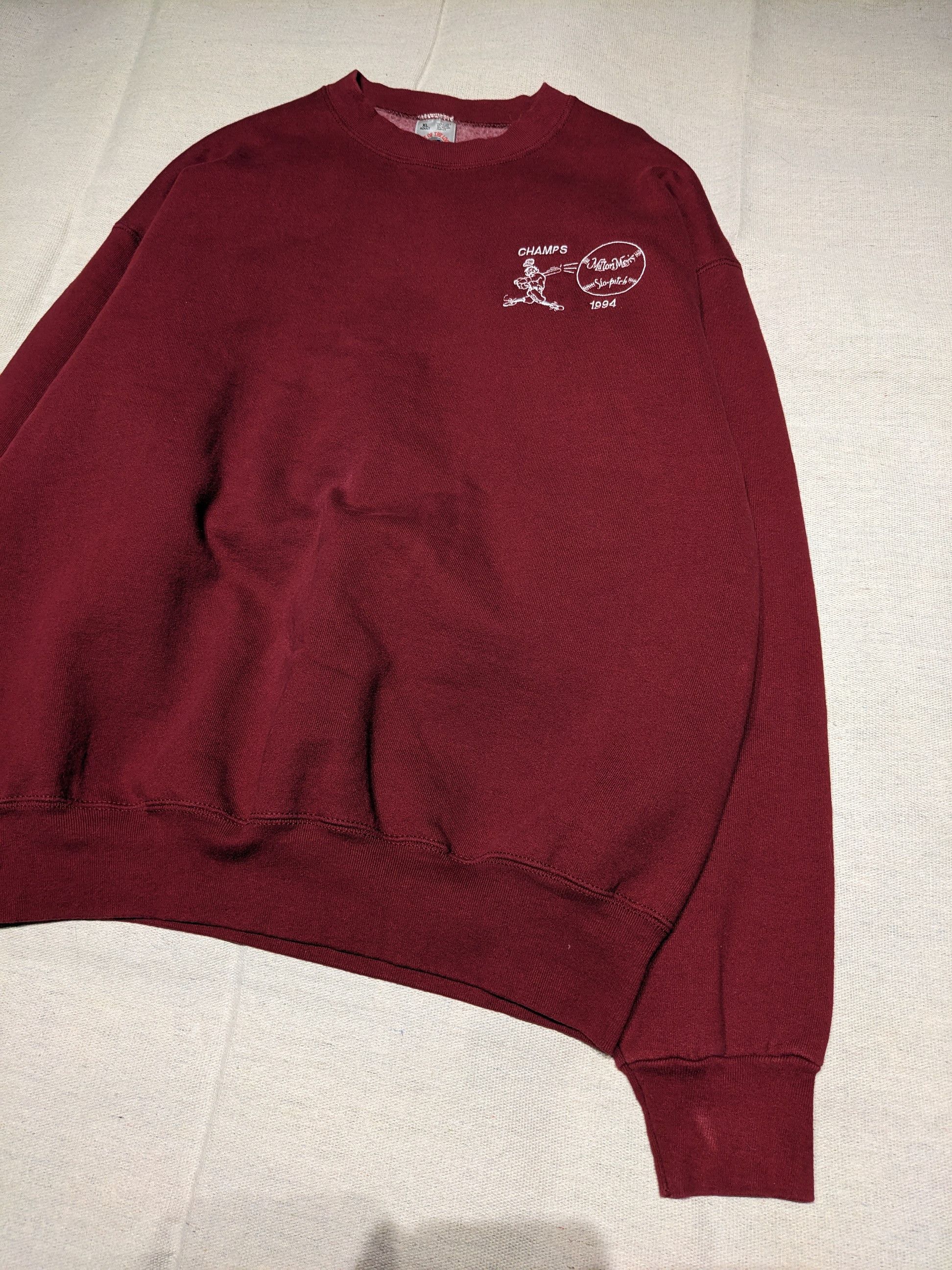 Fruit Of The Loom Vintage Burgundy FotL made in USA crewneck men's XL Size US XL / EU 56 / 4 - 2 Thumbnail