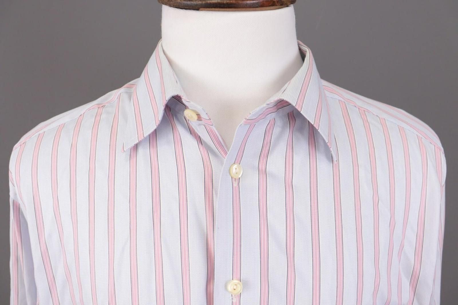 Eton Eton Wrinklefree Cotton Blue Stripe Shirt Size 45 / 17 3/4 Size US M / EU 48-50 / 2 - 3 Thumbnail