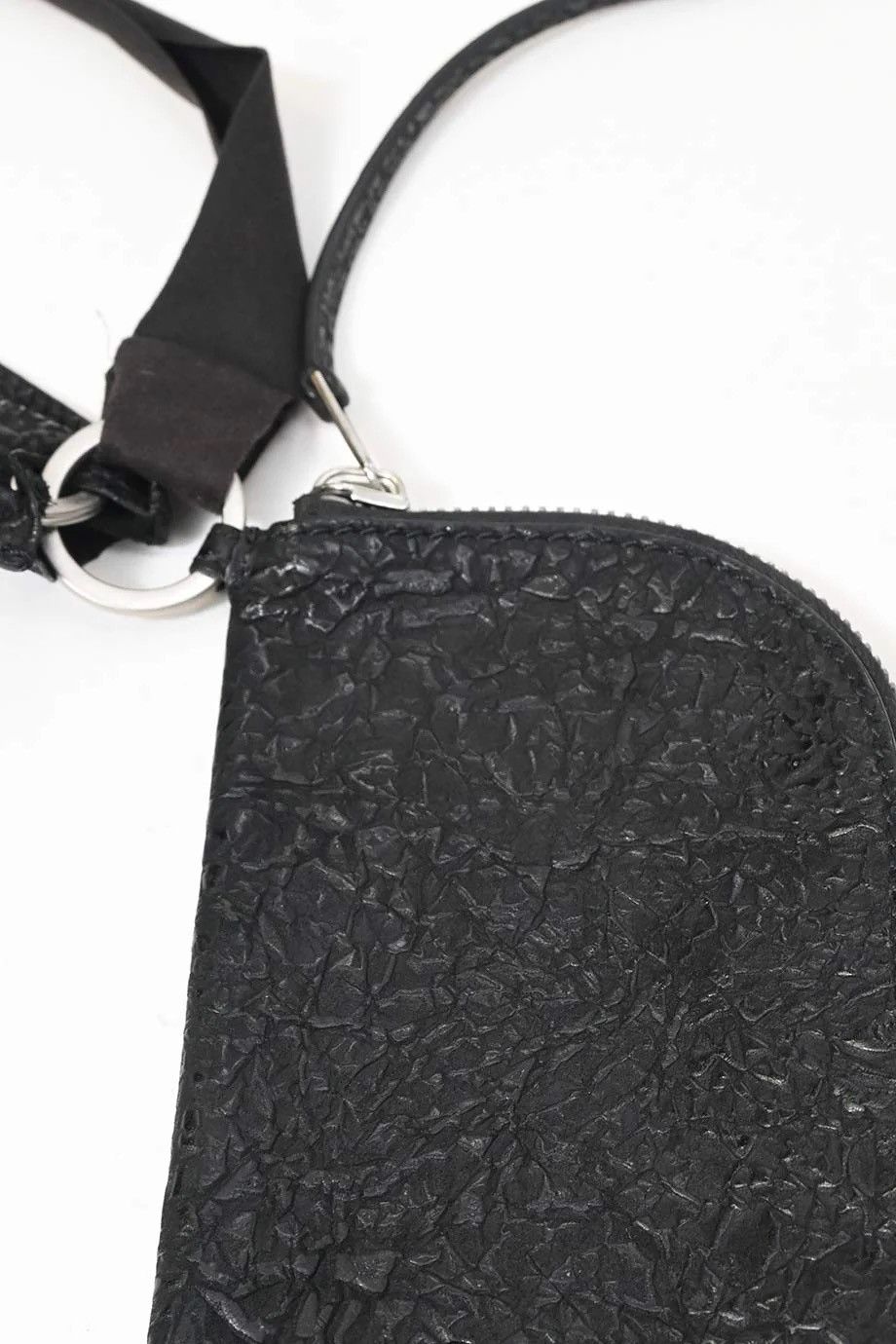 Rick Owens Rick Owens Black grained calf leather Neck wallet Size ONE SIZE - 8 Thumbnail