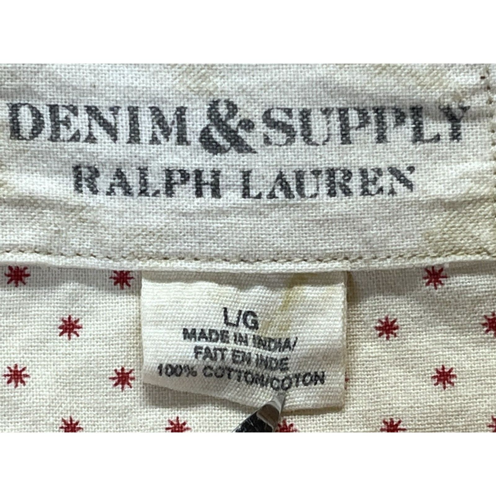 Vintage VINTAGE Ralph Lauren Denim & Supply Button-Down Shirt Mens L Ivory Stars Shirt Long Sleeve Casual Size US L / EU 52-54 / 3 - 4 Thumbnail