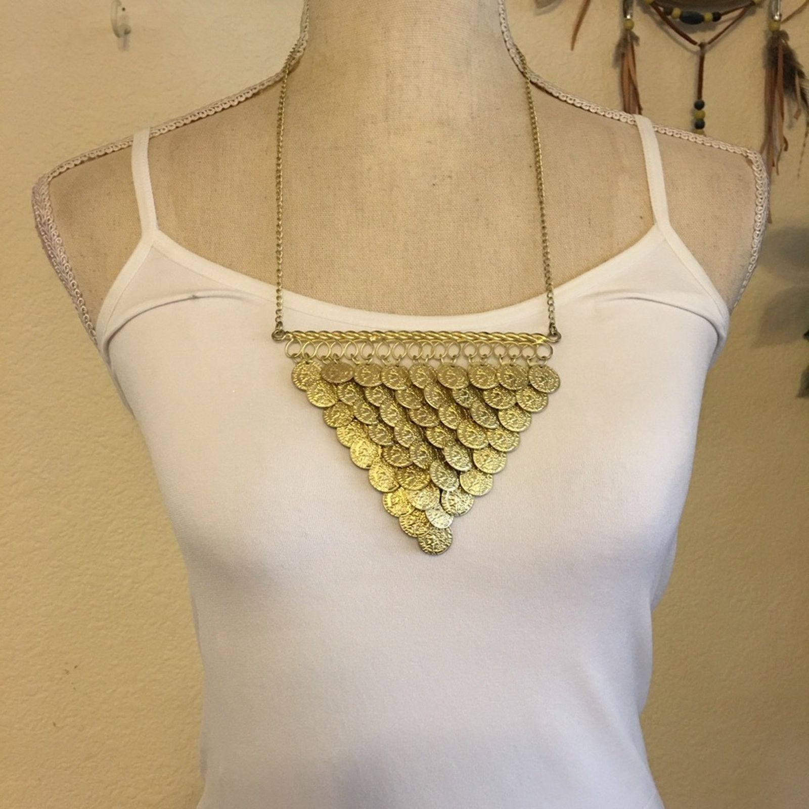 Jewelry Tiered gold tone faux French coin necklace Size ONE SIZE - 3 Thumbnail