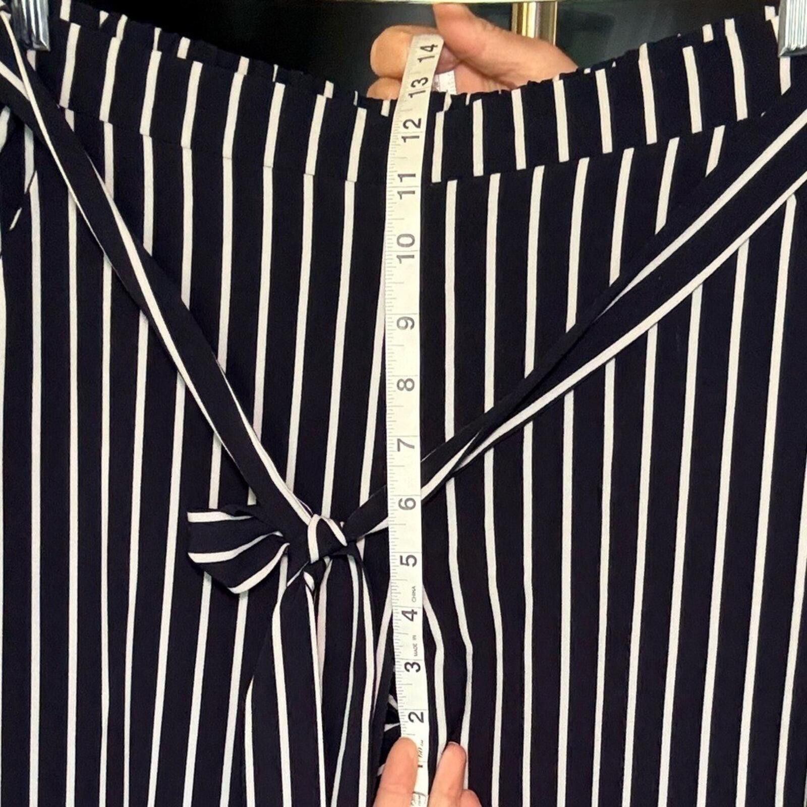 Other Mosaic & Co Black White Striped Tie Waist Pants High Rise L Size 36" / US 14 / IT 50 - 10 Thumbnail