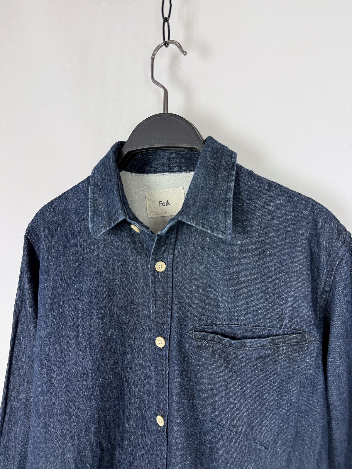 Folk Folk Blue Denim Pocket Button Down Shirt 3 Size US M / EU 48-50 / 2 - 2 Thumbnail