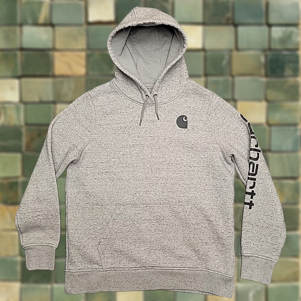 Carhartt Carhartt Hoodie Womens L Gray Relaxed Fit Hooded Logo Sweatshirt Workwear Size L / US 10 / IT 46 - 1 Thumbnail