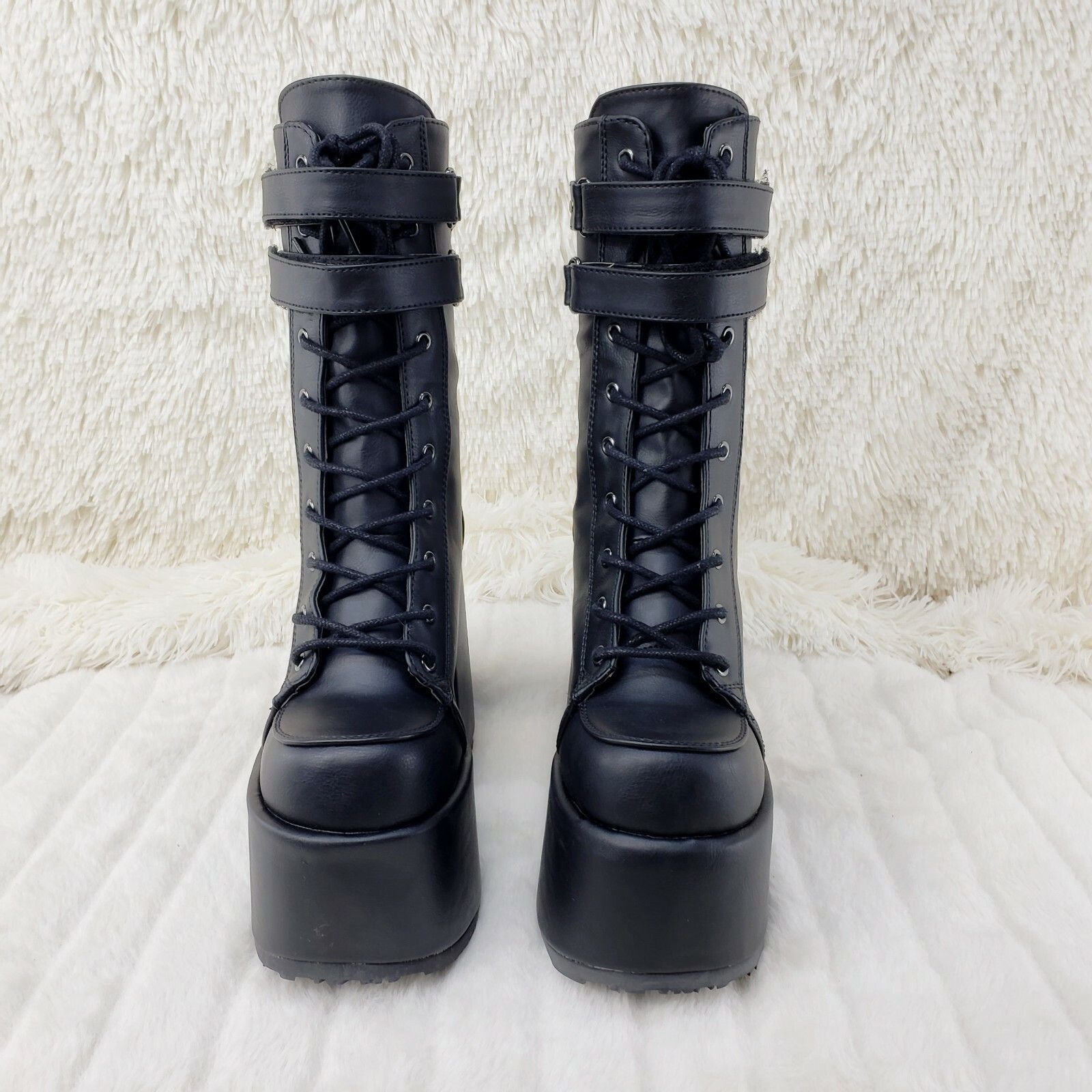 Other Camel 250 Stacked Black Matte Platform Goth Punk Calf Boot I Size US 8 / IT 38 - 7 Thumbnail
