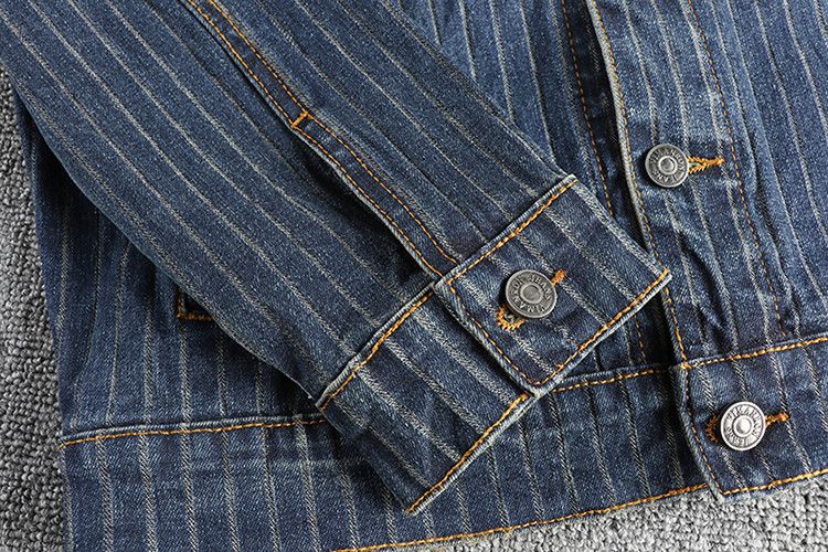Japanese Brand × Other American Classic Striped Old Vintage Washed Denim Jacket Size US L / EU 52-54 / 3 - 7 Thumbnail