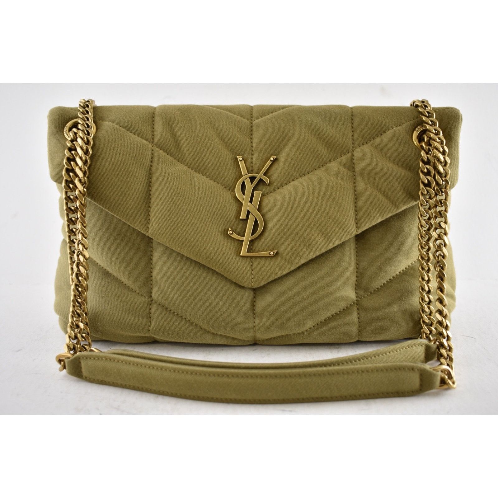 Yves Saint Laurent Saint Laurent Small Puffer Fir Green Gold YSL Crossbody Bag Size ONE SIZE - 6 Thumbnail