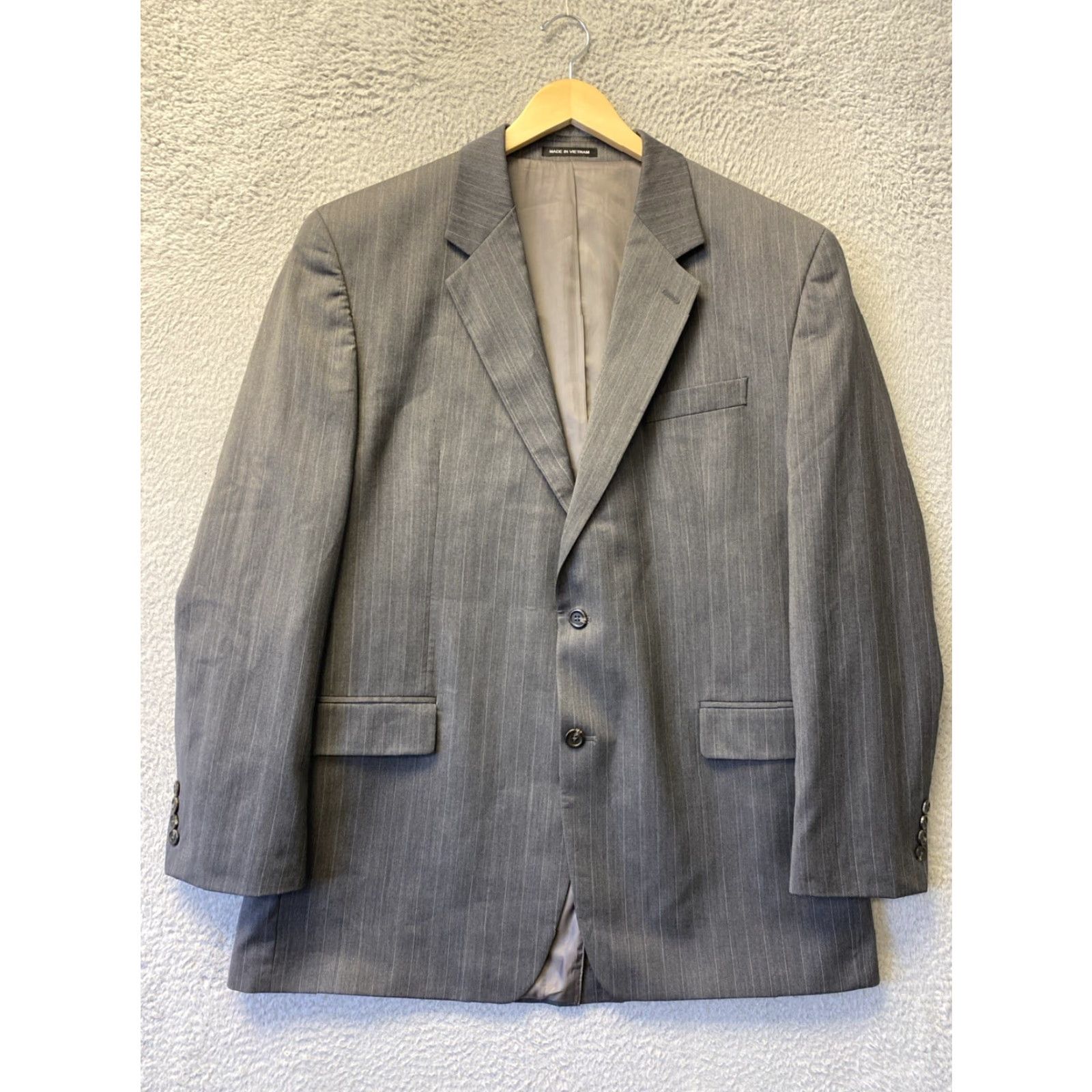 Ralph Lauren VINTAGE Ralph Lauren RLR Suit 2-piece Men Gray Wool Striped 46L Formal Classics Size 46L - 2 Thumbnail