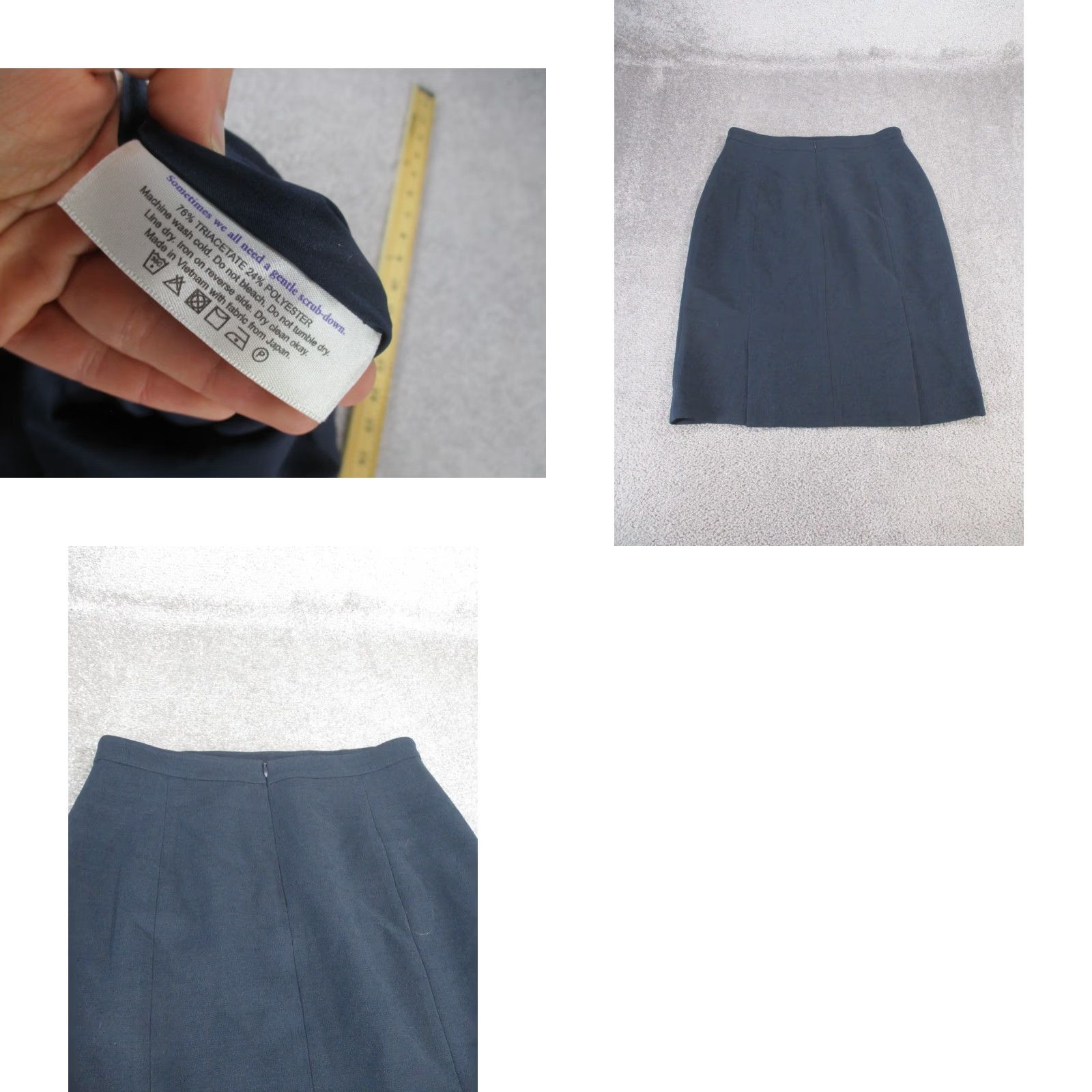 M.M.LaFleur MM.LaFleur Skirt Womens 10 Navy Blue Textured Pencil Midi Size 32" / US 10 / IT 46 - 8 Thumbnail