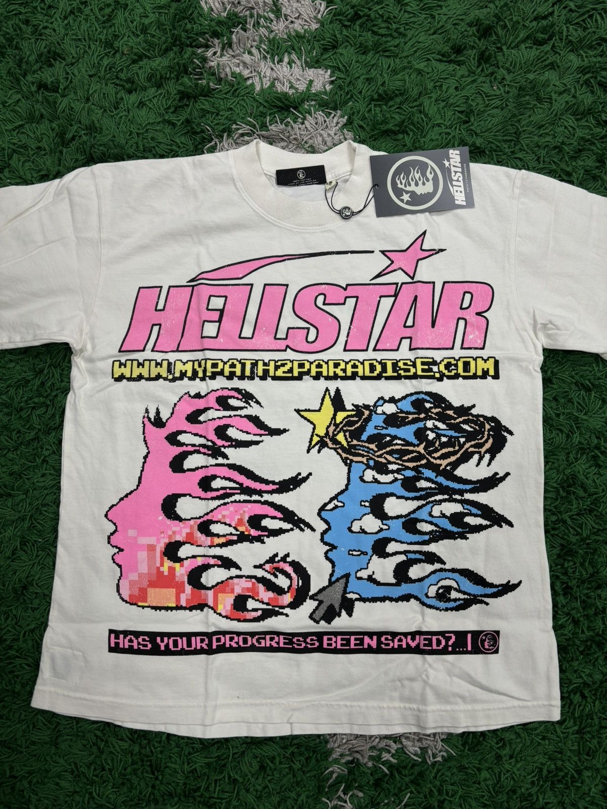Pre-owned Hellstar Pixel T Shirt Medium In Cream