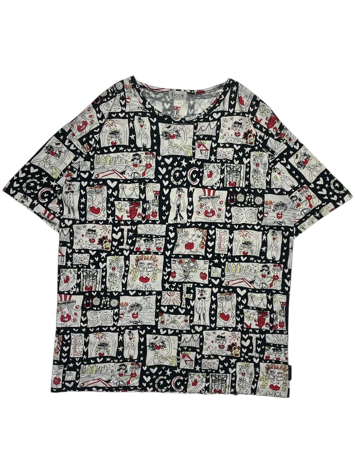 Yoshiyuki Konishi 1980’s Ficce - All Over Print Pop Art Graphic TShirt Size US M / EU 48-50 / 2 - 1 Thumbnail