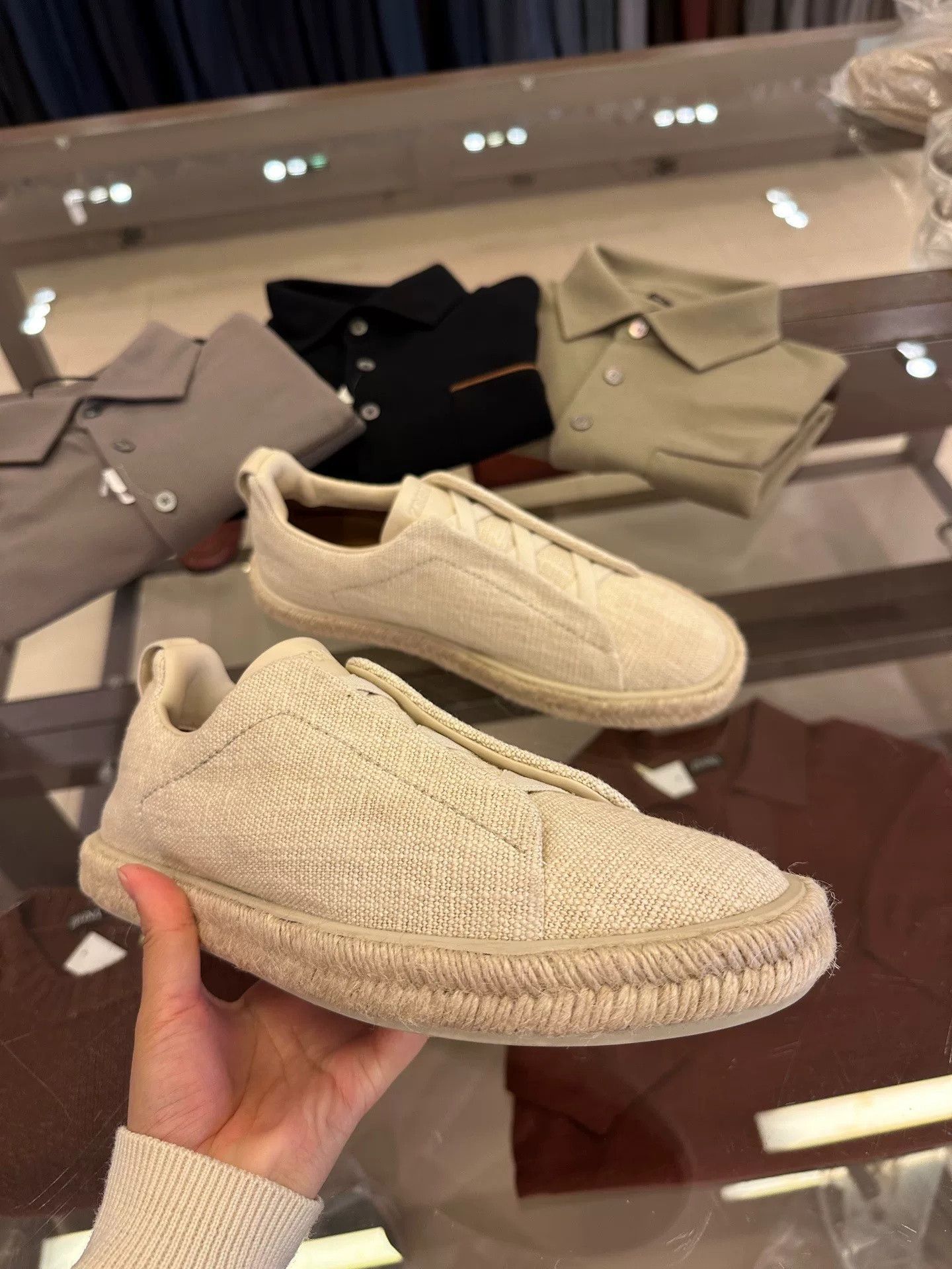 Ermenegildo Zegna Zegna Triple Stitch Beige Men's Sneakers Size US 8.5 / EU 41-42 - 5 Thumbnail