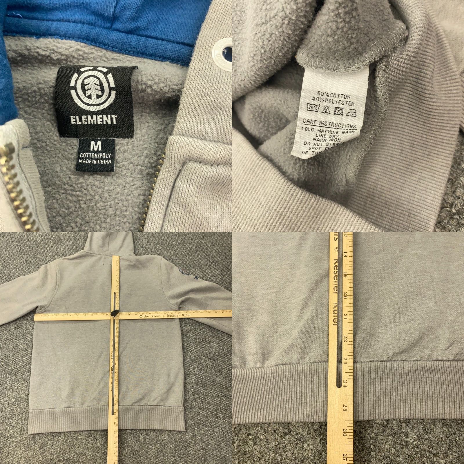 Element VINTAGE Element Hoodie Mens M Gray Zip Graphic Print 90s Grunge Skateboarding Size US M / EU 48-50 / 2 - 8 Thumbnail
