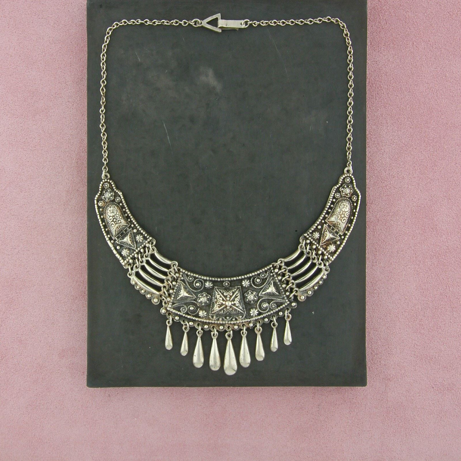 Mexicana mexico sterling silver vintage fringe bib necklace size 18in Size ONE SIZE - 1 Thumbnail