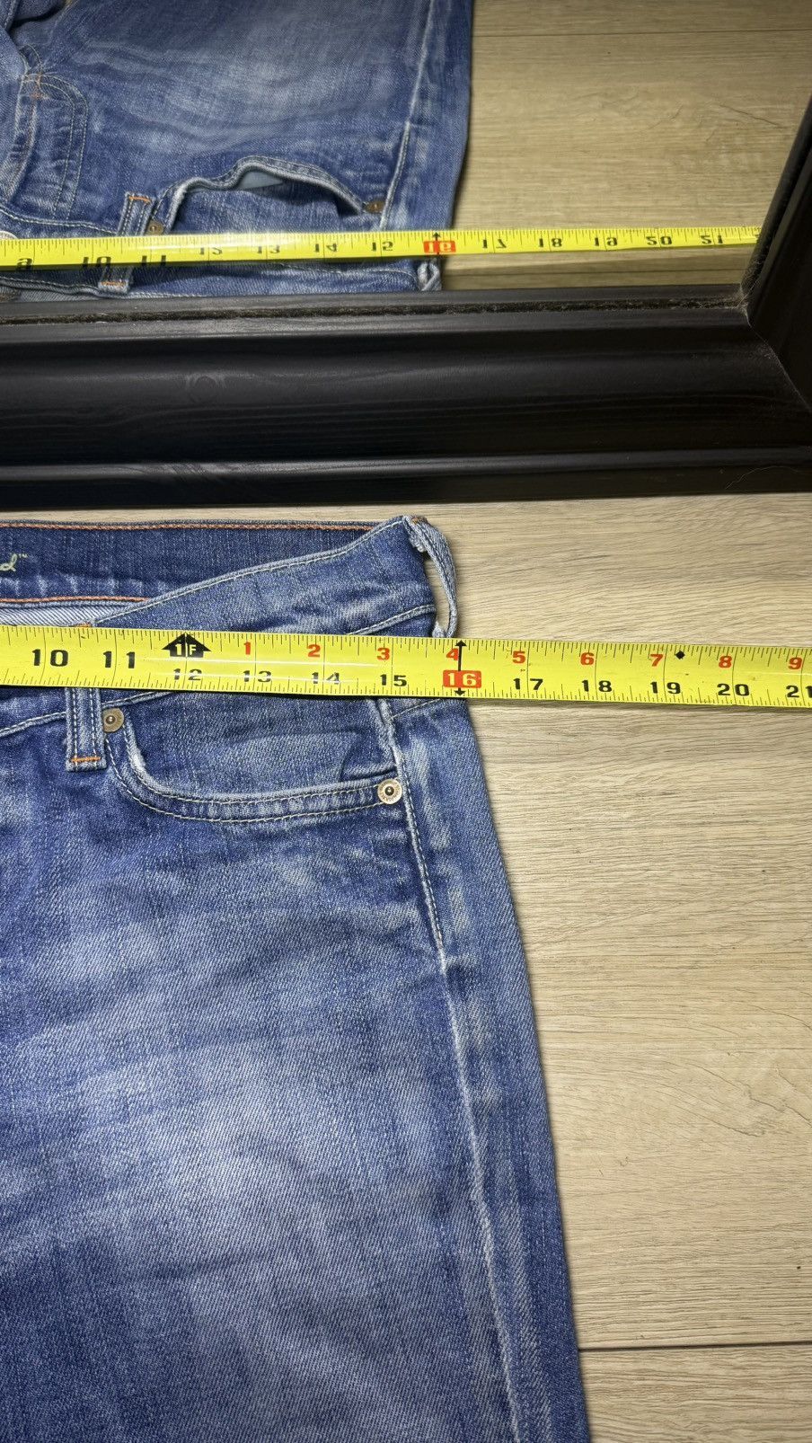 7 For All Mankind 2000s 7 For All Mankind Pinstripe Bootcut Flared Denim Jeans Size 28" / US 6 / IT 42 - 7 Thumbnail