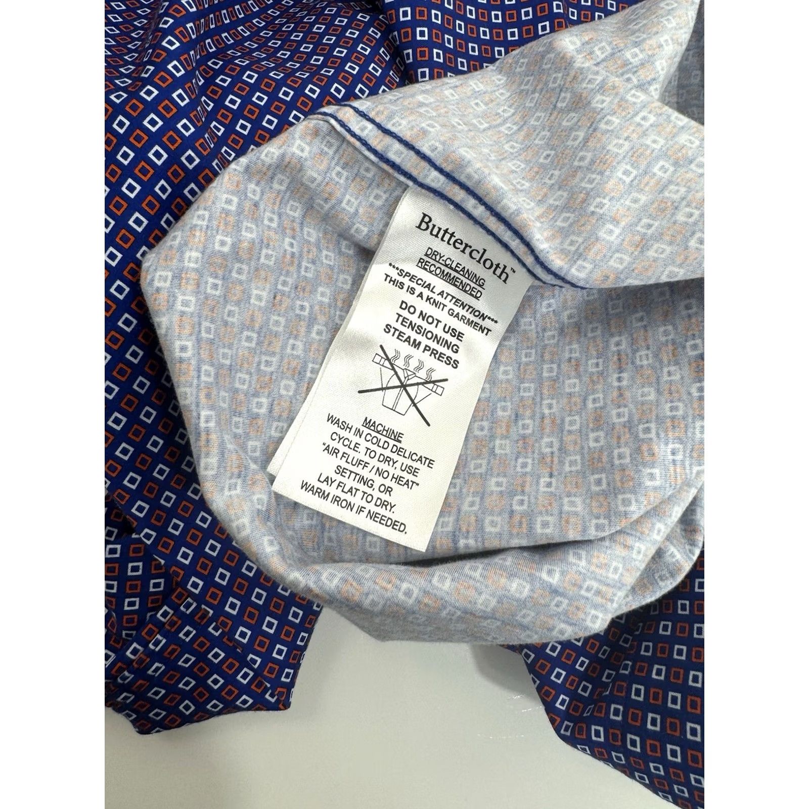 Buttero BUTTER CLOTH Geometric Shirt 2XL TALL Blue / Red / White Mens Size US XXL / EU 58 / 5 - 6 Thumbnail