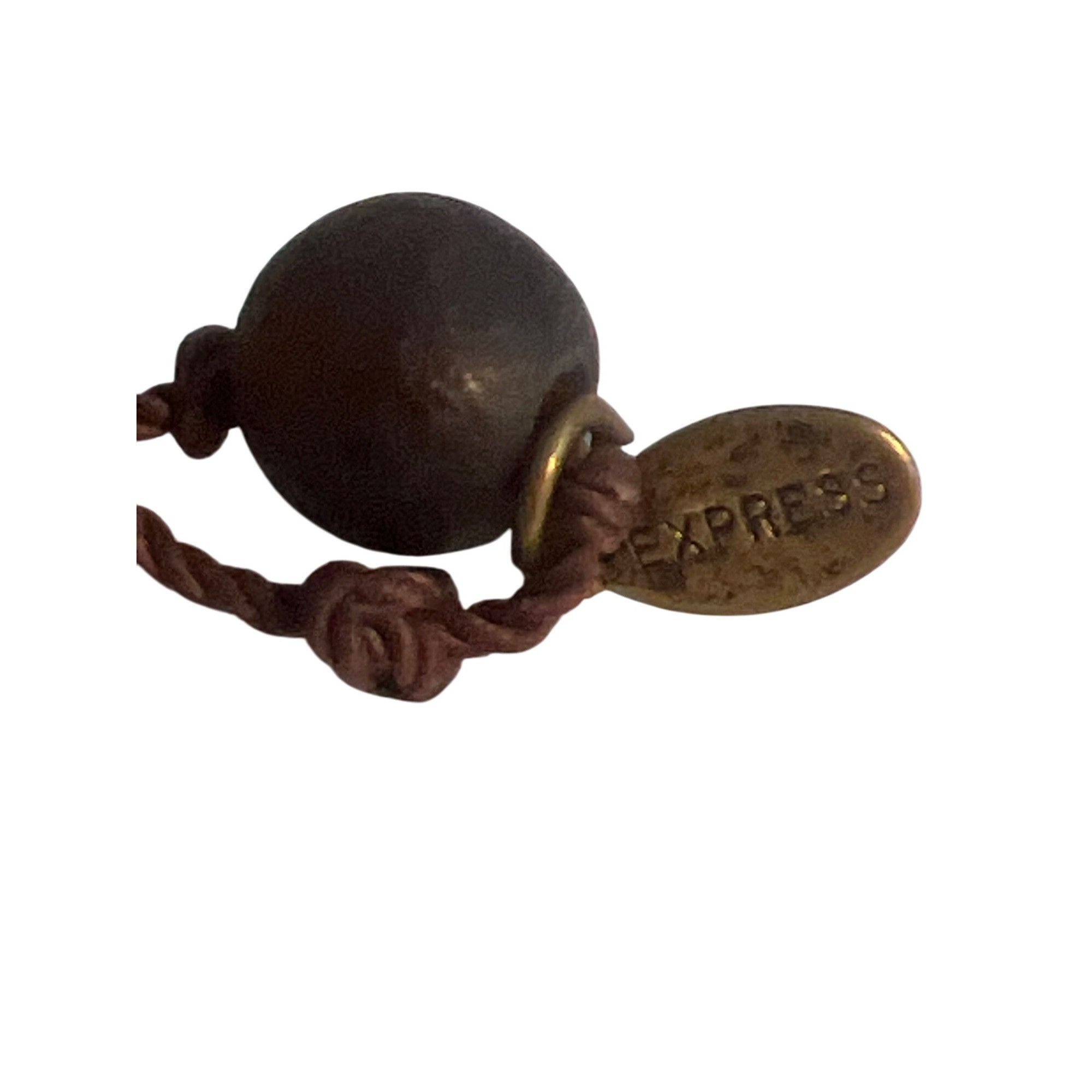 Express Vintage Express Long Brown Cord Necklace Round Pendant Glass Size ONE SIZE - 5 Thumbnail
