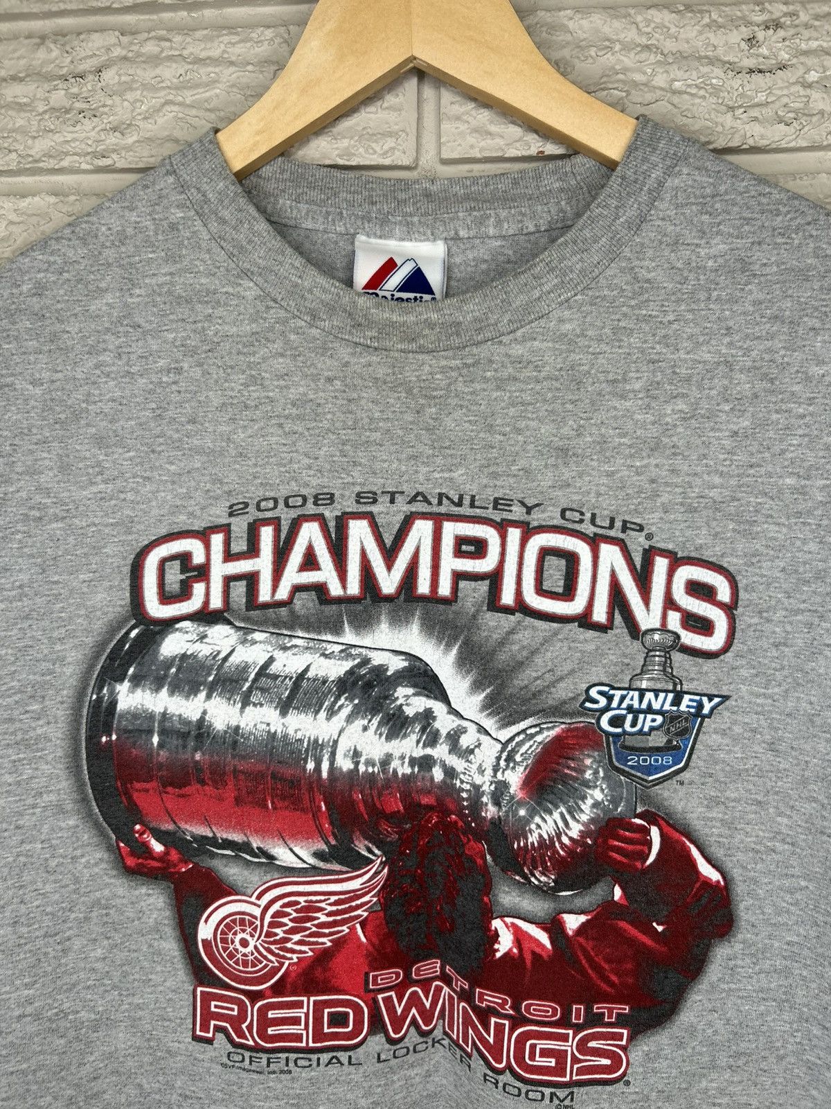 NHL Vintage Majestic Detroit Red Wings 2008 Stanley Cup Shirt Size US L / EU 52-54 / 3 - 5 Thumbnail