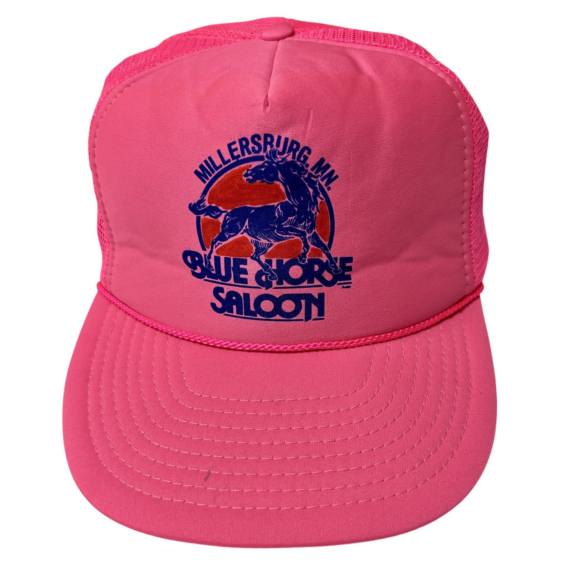 Nissan 90's NEON PINK Mesh TRUCKER Hat BLUE HORSE SALOON Snapback Size ONE SIZE - 10 Thumbnail
