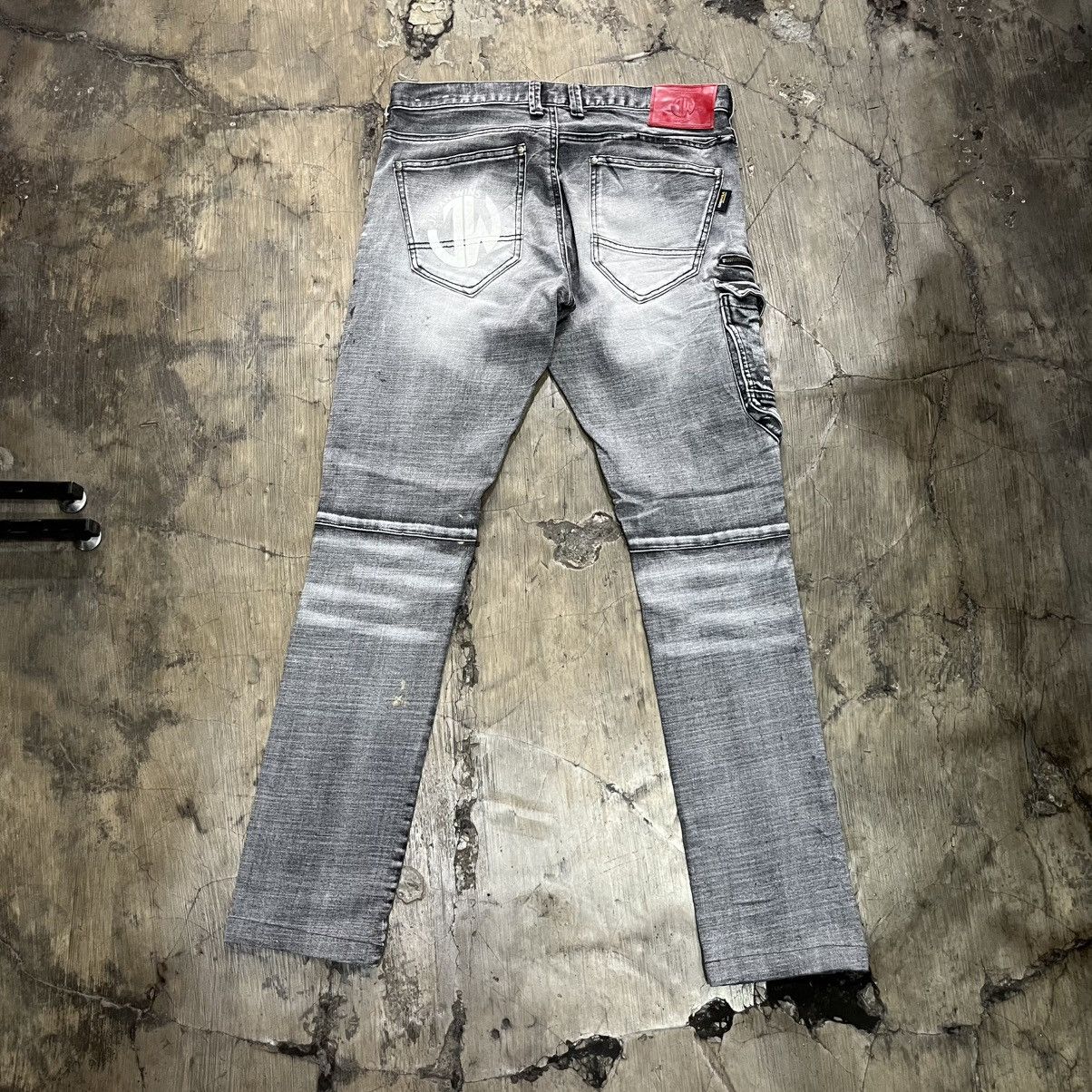 Hysteric Glamour JAPAN WINS Grey Biker Cargo Jeans Size US 31 - 16 Thumbnail