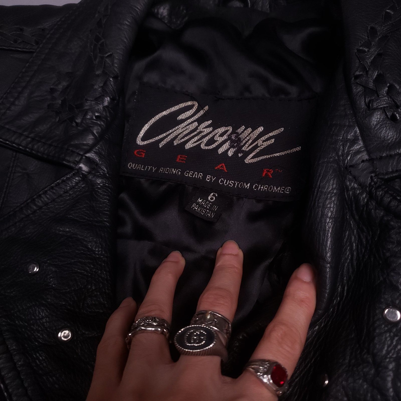 Vintage Vintage 80s Chrome Gear Womens Leather Jacket Size M / US 6-8 / IT 42-44 - 3 Thumbnail
