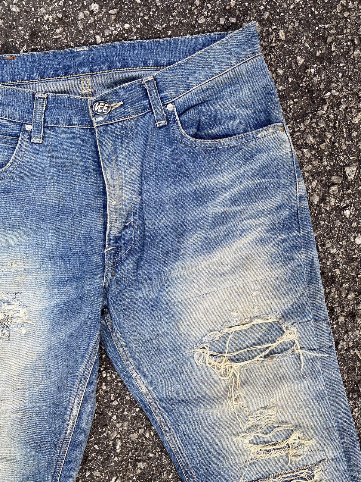 Japanese Brand × Lee Vintage Lee Blue Washed Distressed Patchwork Flare Denim Size US 32 / EU 48 - 9 Thumbnail