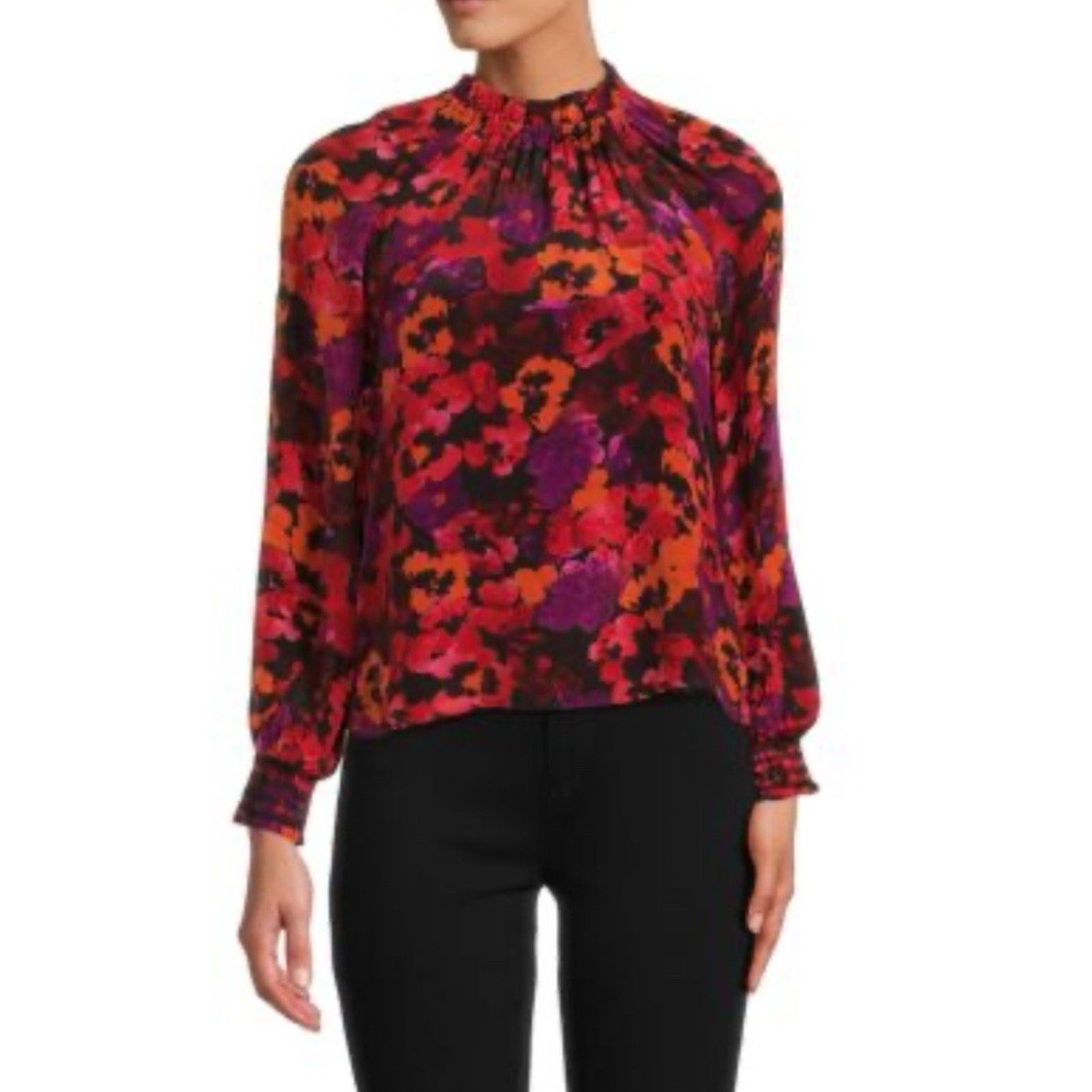 Saylor SAYLOR Beck Floral Top Red Orange Purple Multi Long Sleeve M Size M / US 6-8 / IT 42-44 - 1 Thumbnail