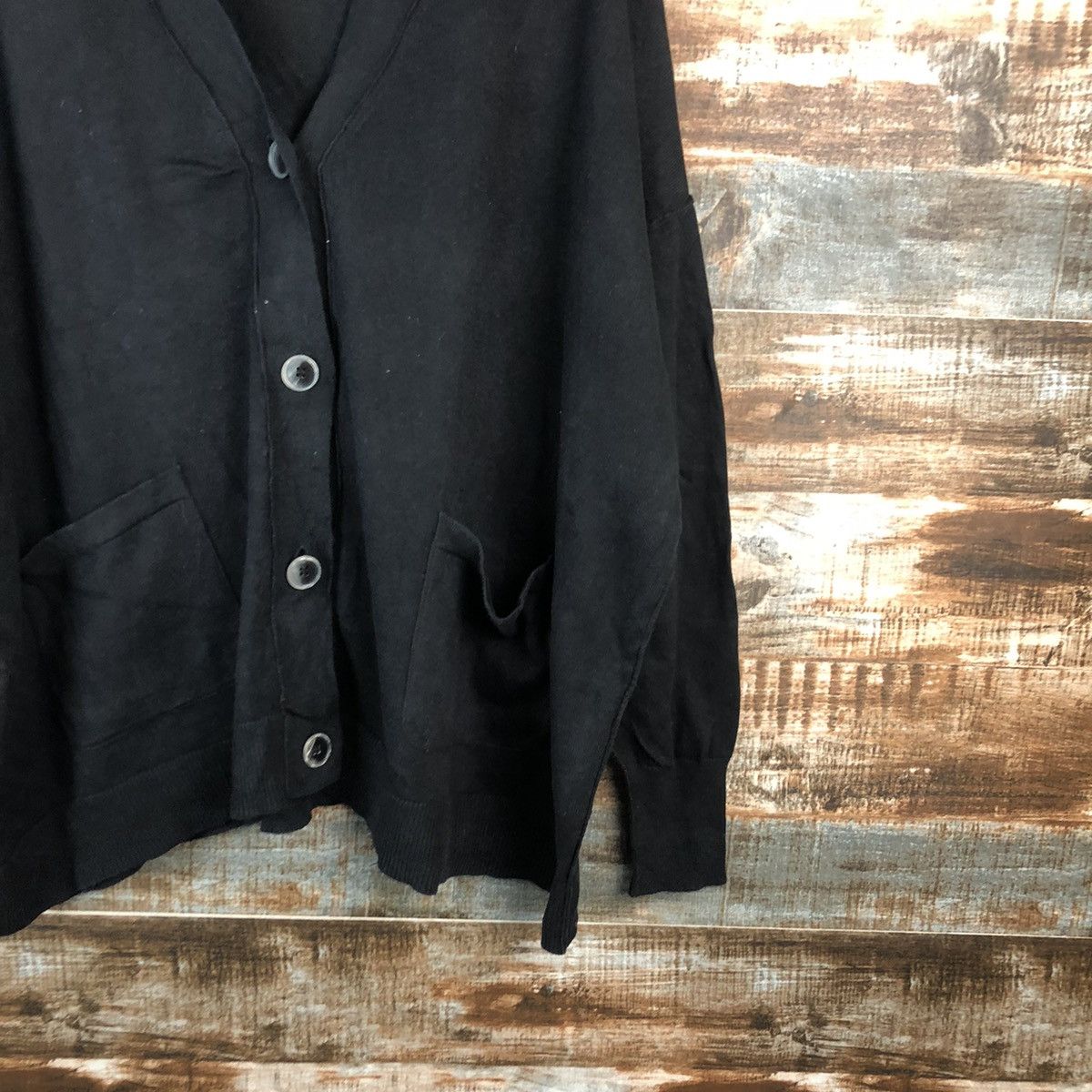 Homespun Knitwear × Japanese Brand Choco Raffine plain Black Cardigan Knitwear #A1591 Size US XL / EU 56 / 4 - 8 Thumbnail